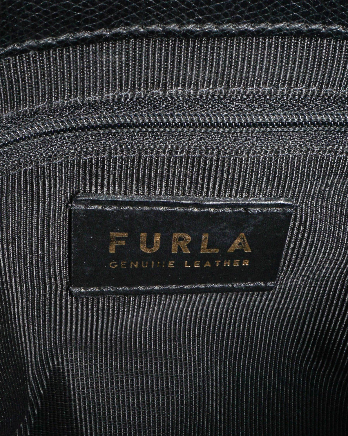 Furla 1927 Black Leather Arch Turn-Lock Tote Bag