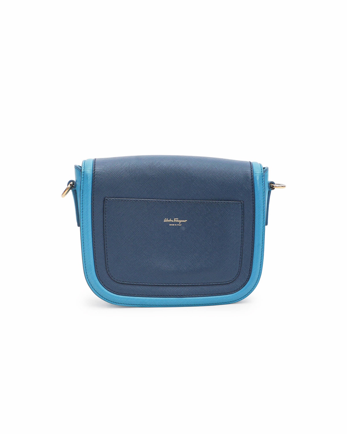 Salvatore Ferragamo Greta Two-Tone Blue Leather Gancini Crossbody Bag