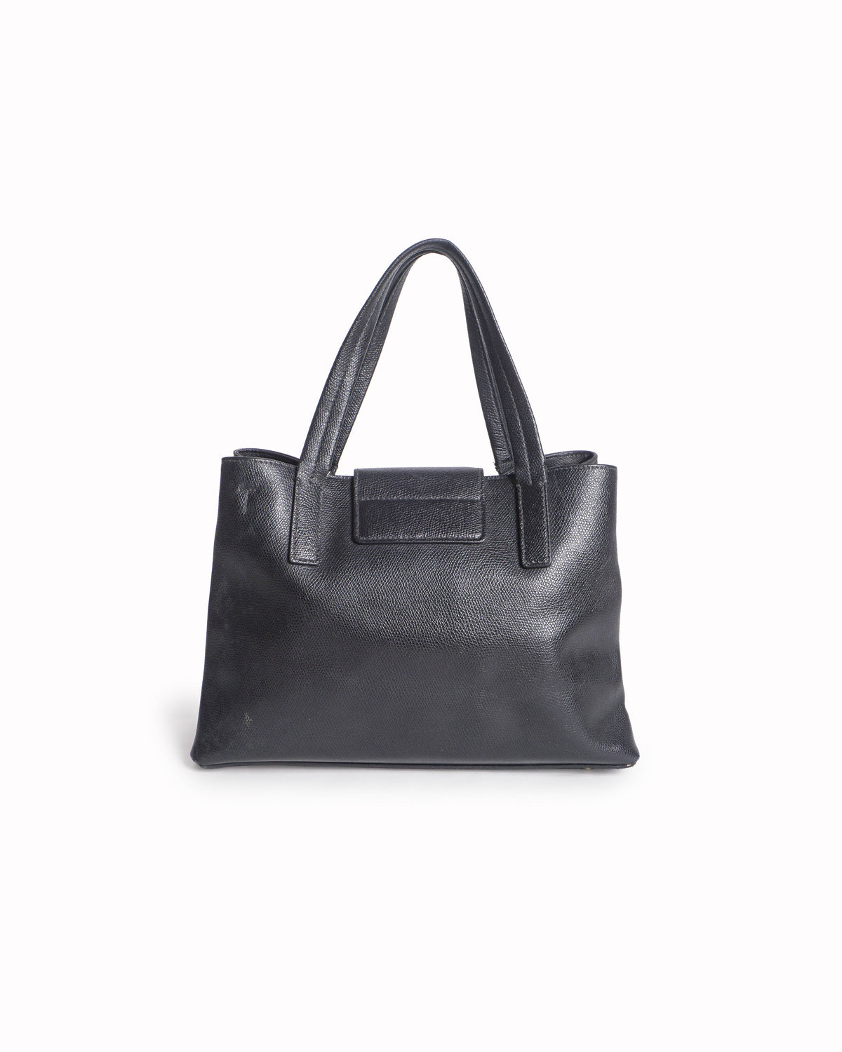 Furla 1927 Black Leather Arch Turn-Lock Tote Bag