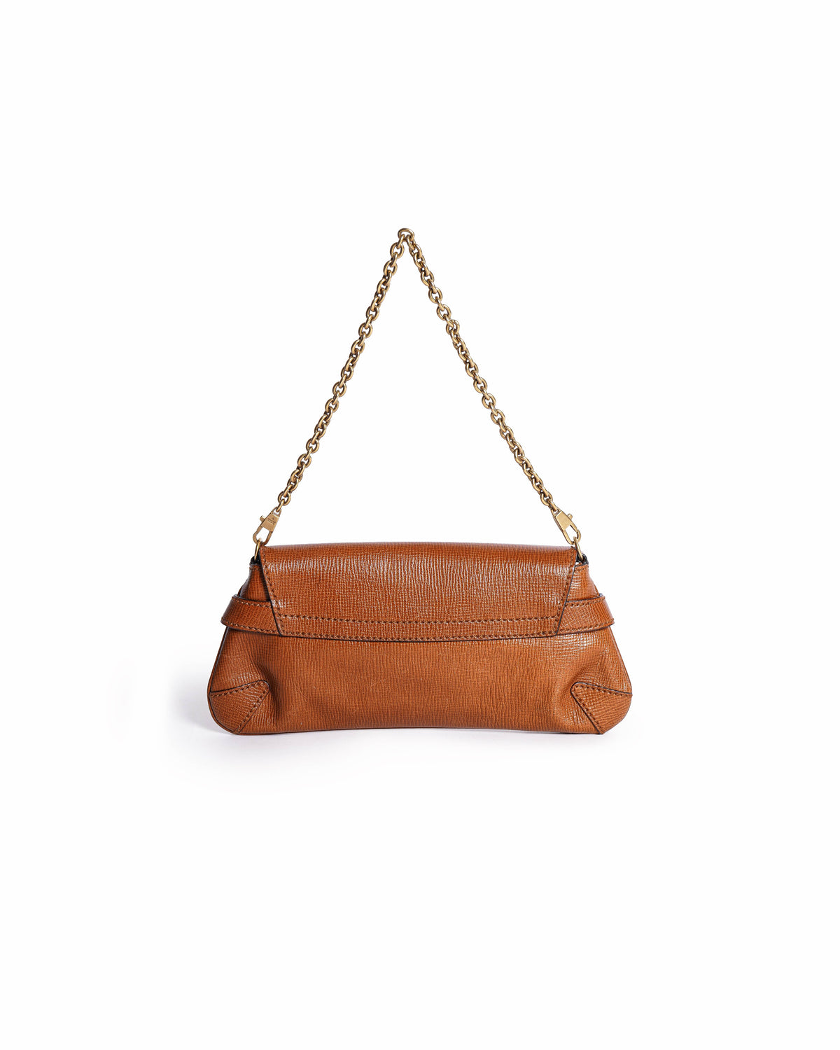 Gucci Brown Leather Horsebit Chain Clutch