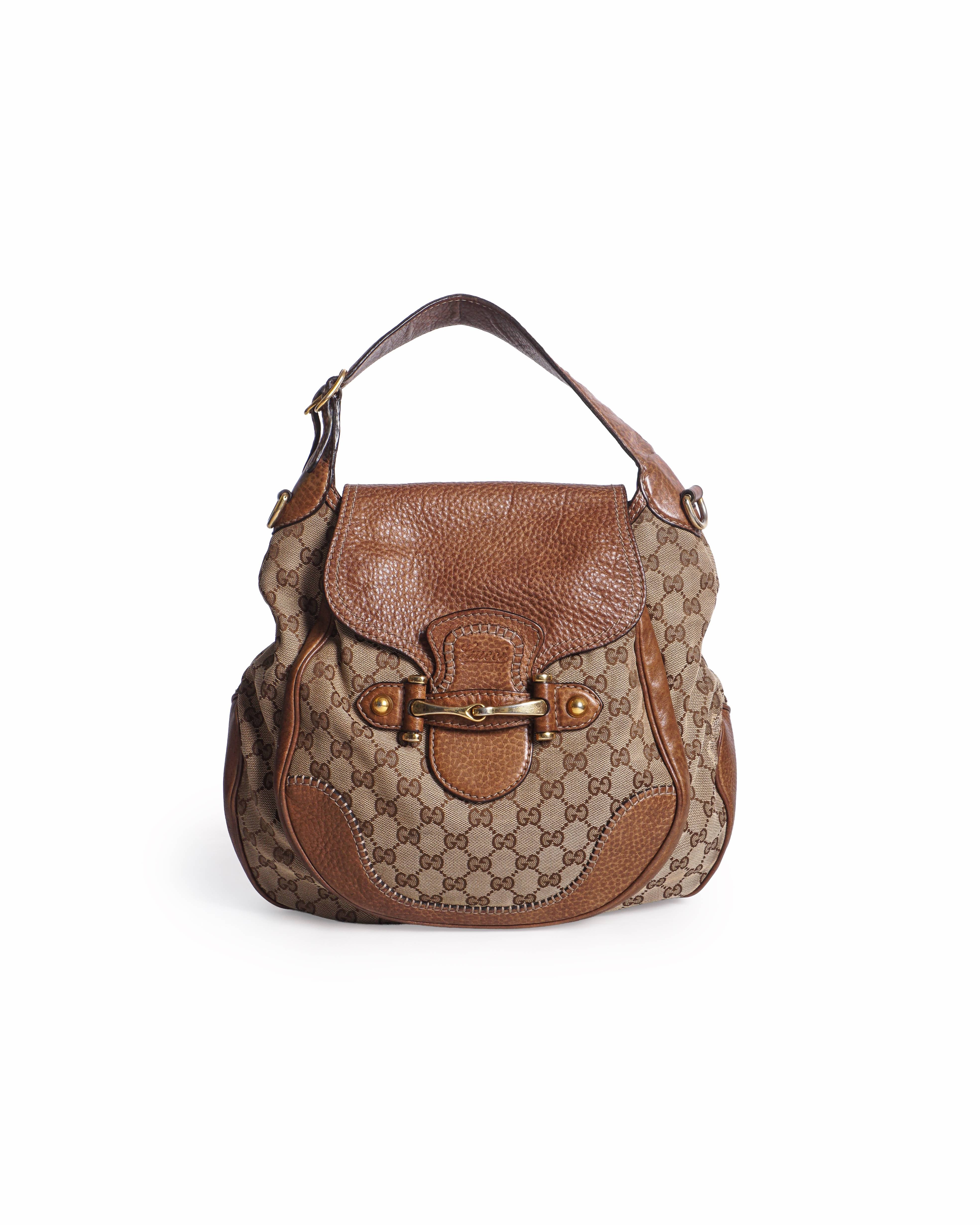 Gucci Pelham Beige GG Canvas & Leather Horsebit Bag