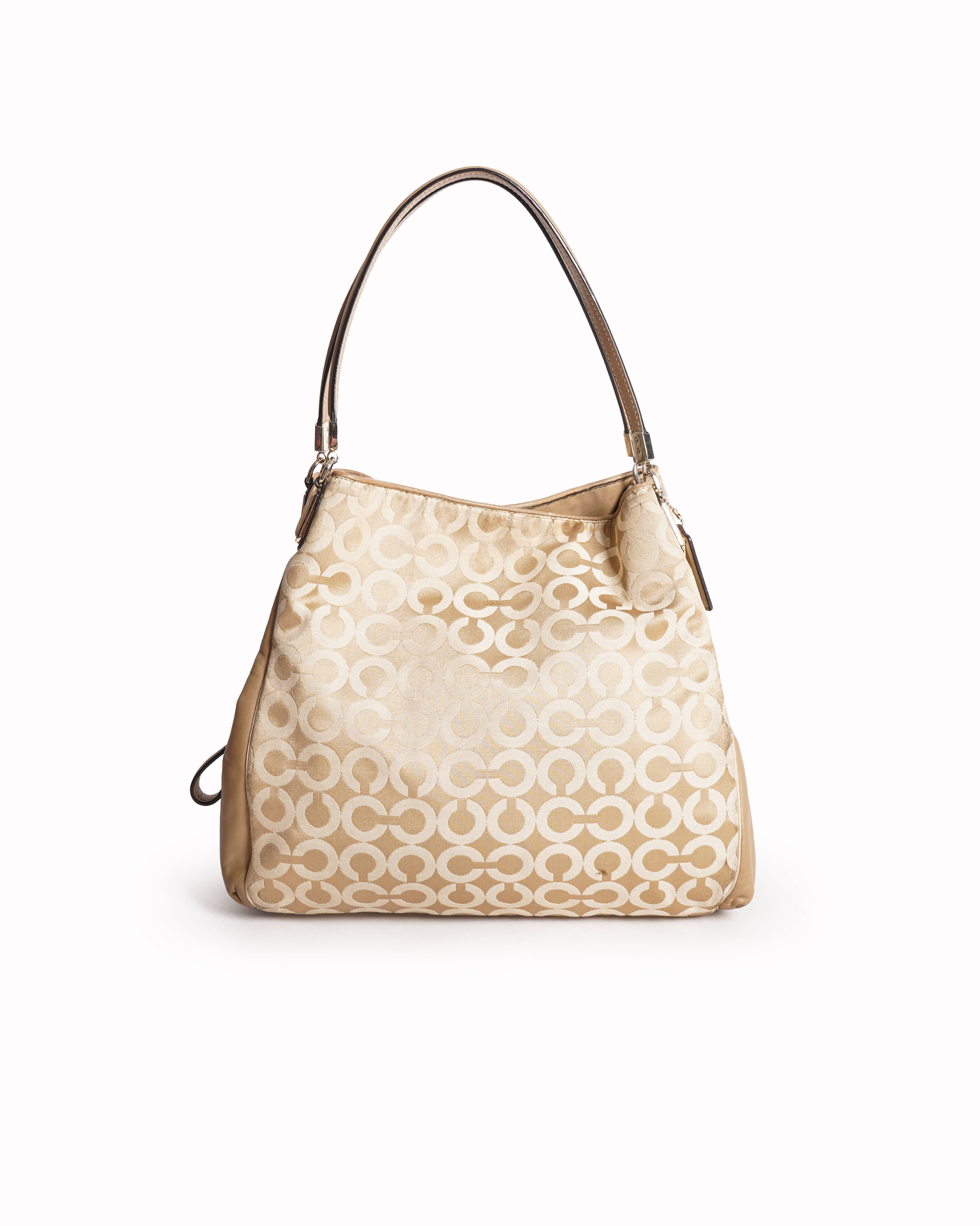 Coach gold sateen Op Art shoulder bag
