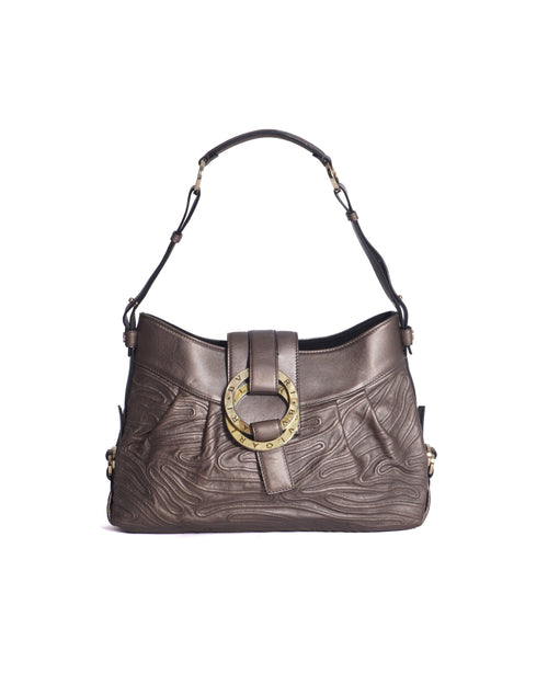 Bvlgari Chandra Metallic Calfskin Leather Hobo Bag