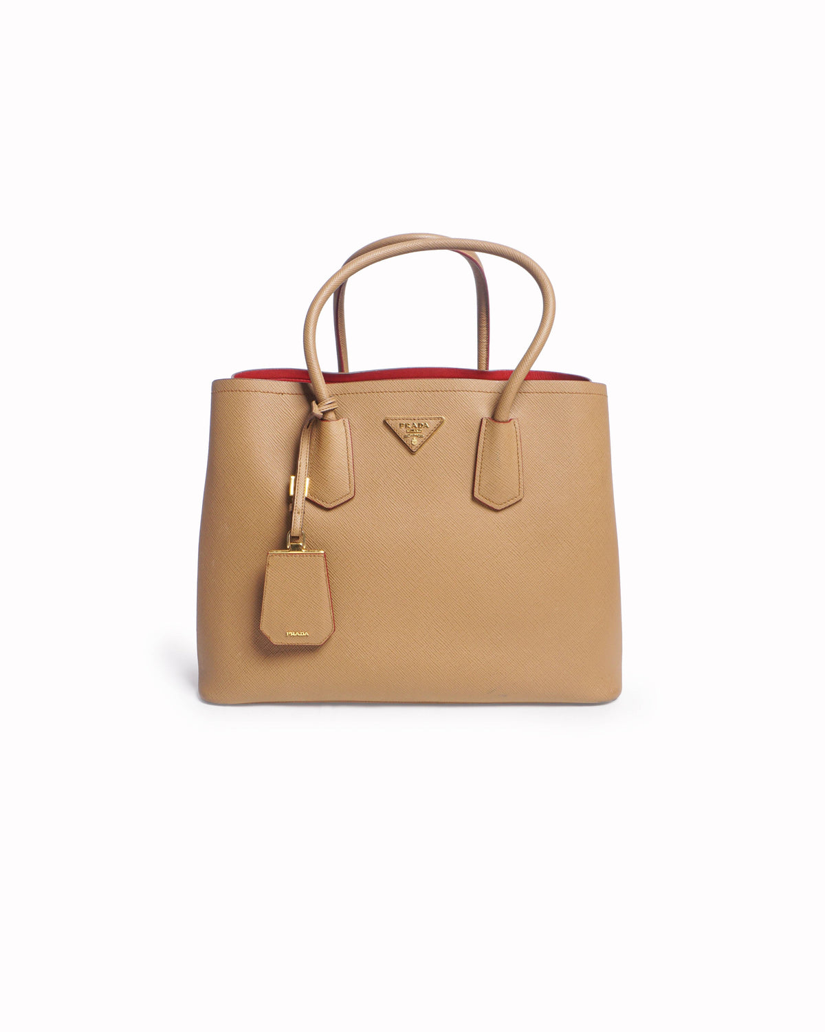 Prada Double Cuir Saffiano Leather Satchel Tote