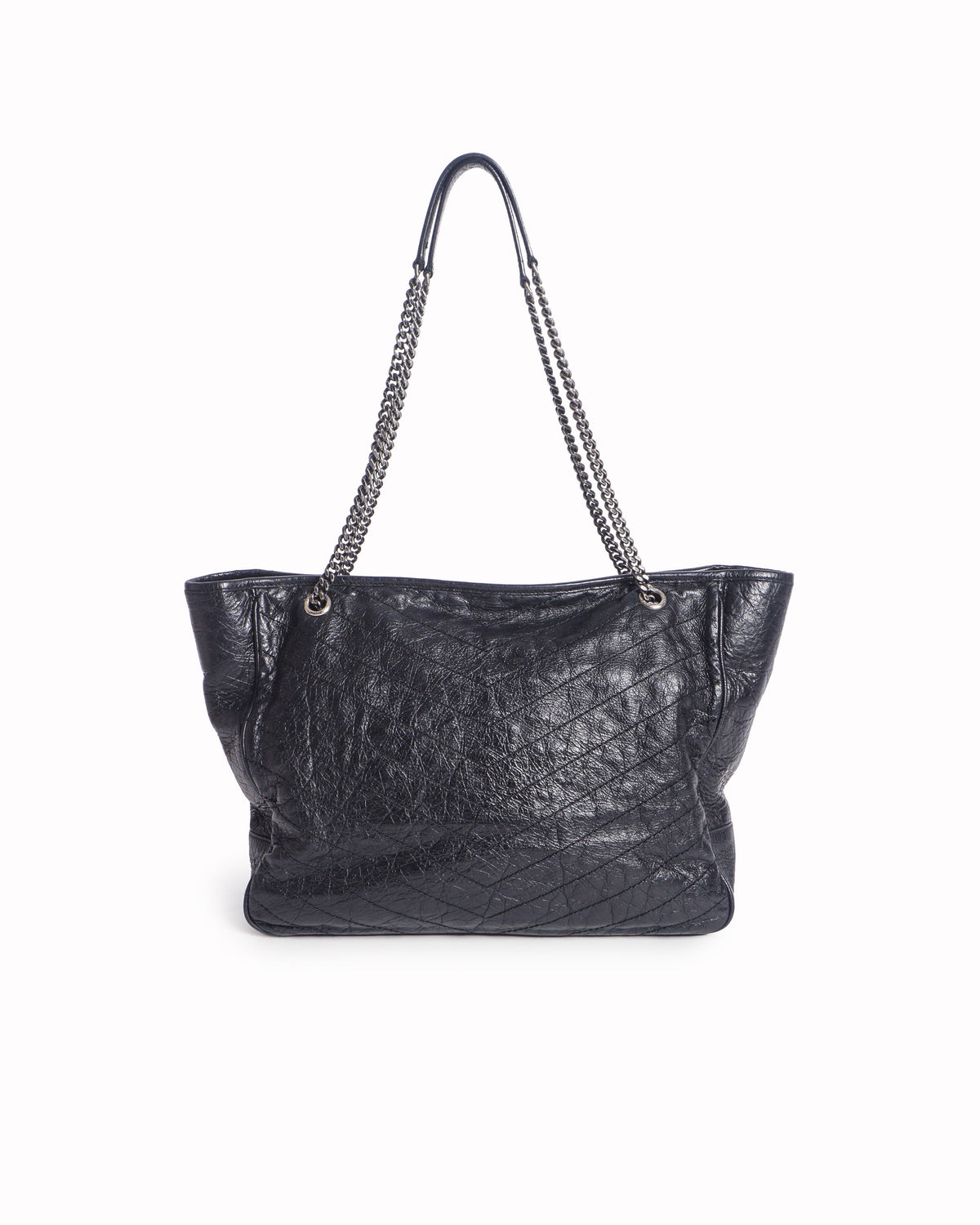 Saint Laurent Black Crinkled Leather Large Niki Tote Bag