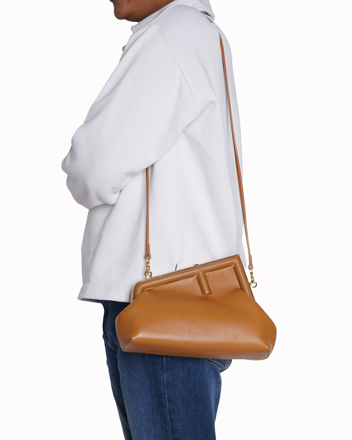 Fendi first small leather bag in tan