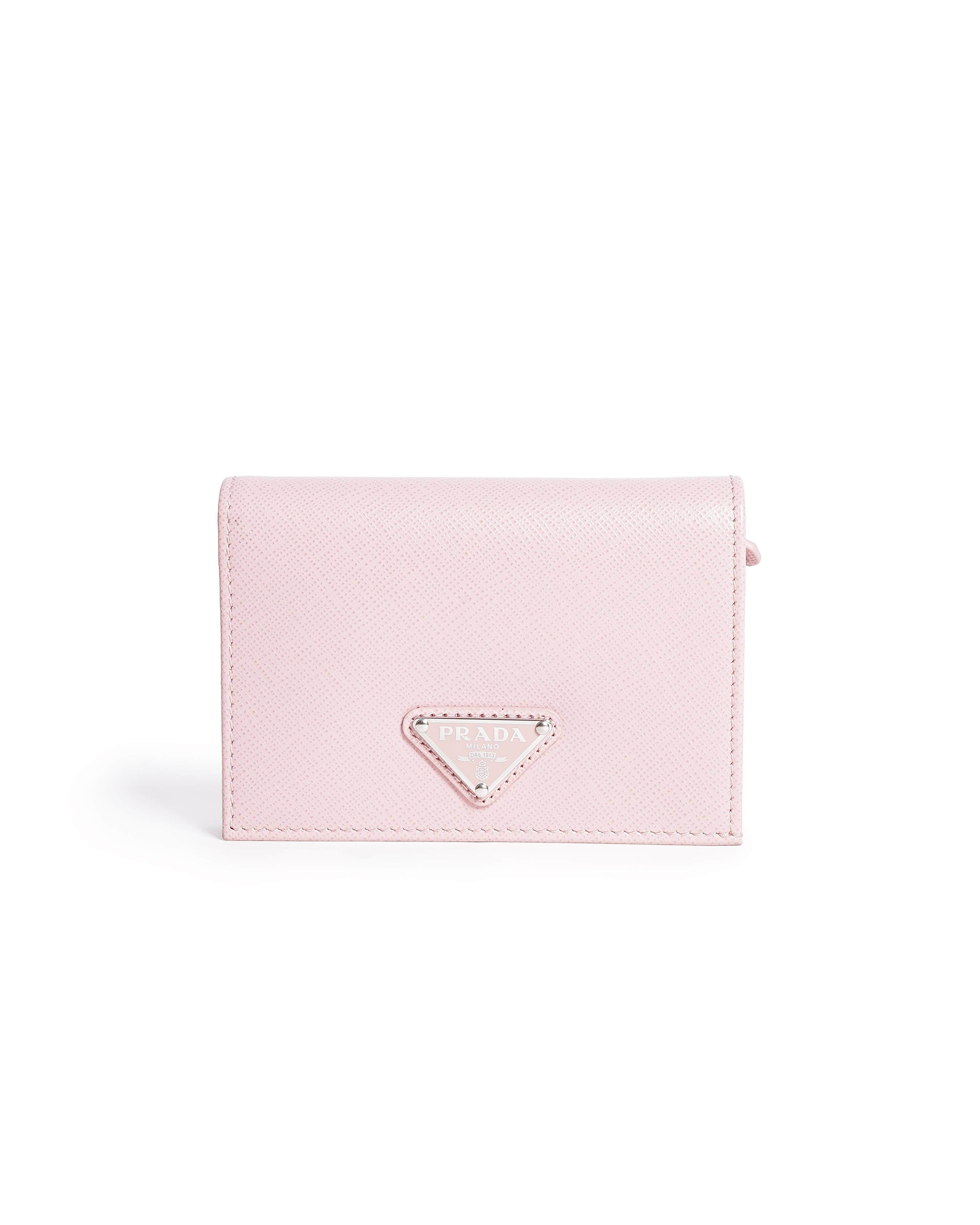 Prada Saffiano Leather Card Holder In Pink