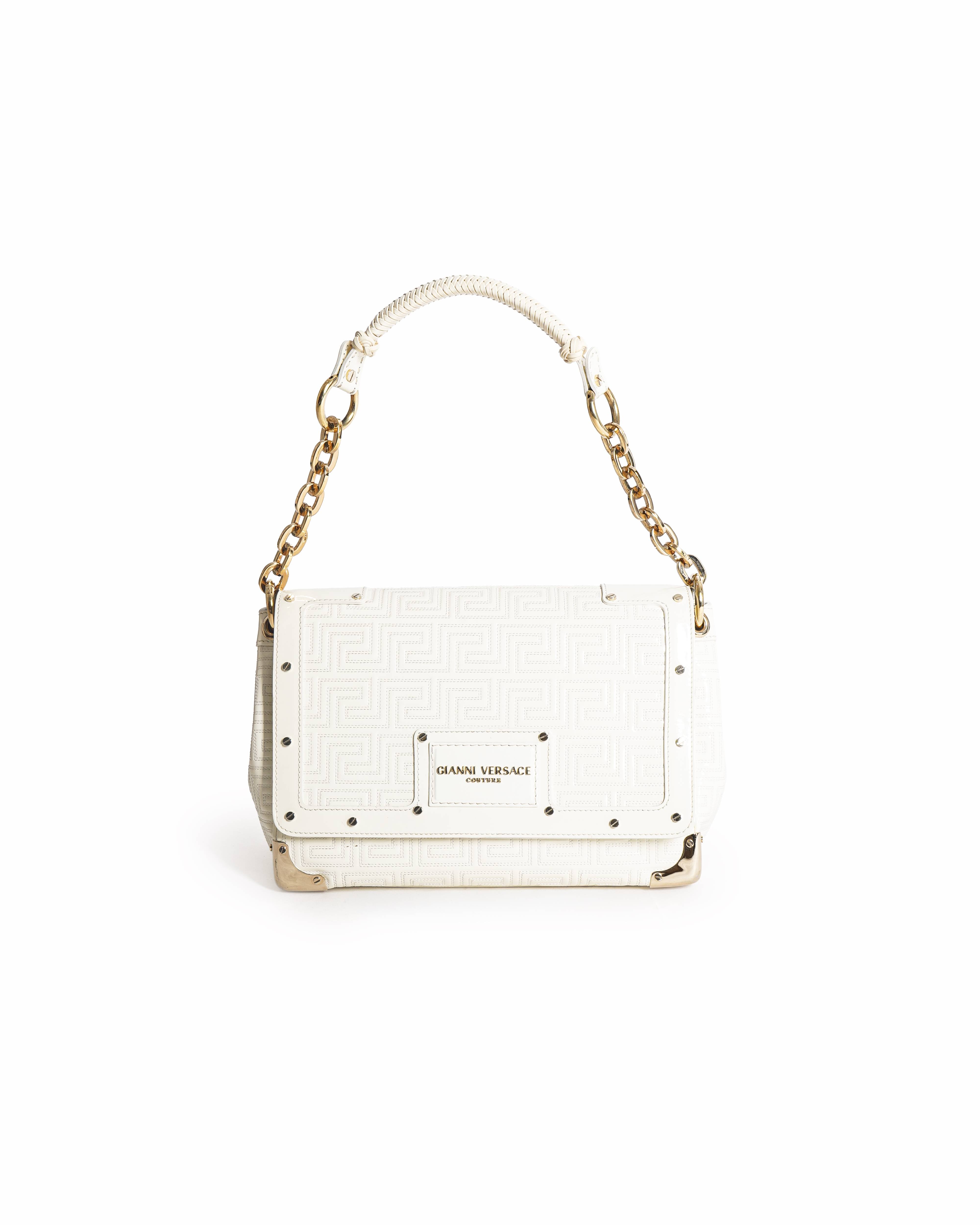 Gianni Versace Couture Quilted Greca Chain Satchel