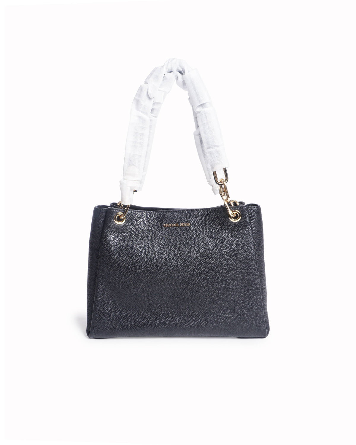 Michael Kors Black Trisha Pebbled Leather Shoulder Bag