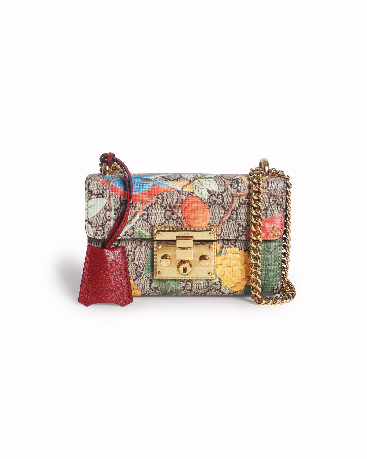 Gucci Padlock Tian Floral GG Supreme Chain Shoulder Bag