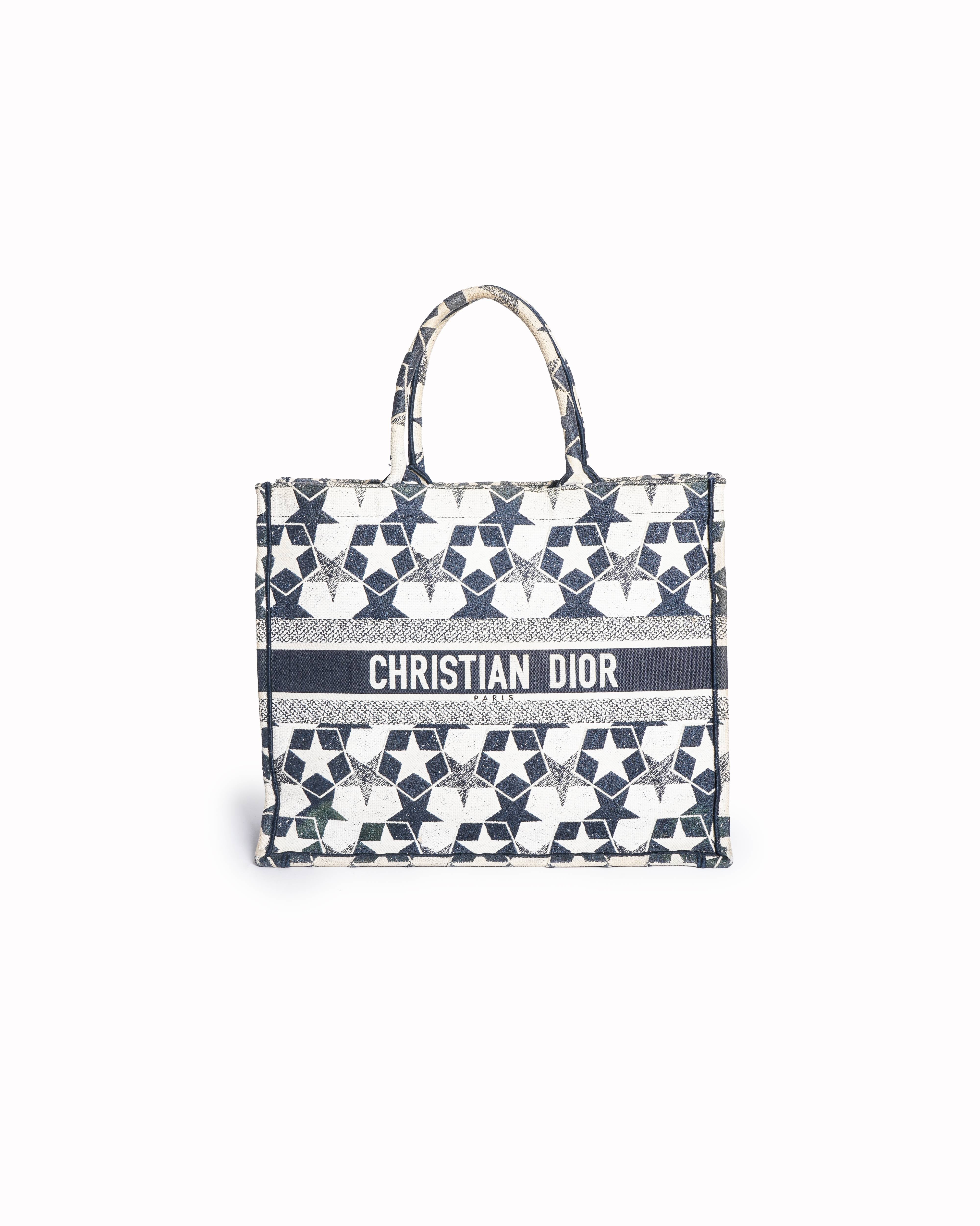 Christian Dior Book Tote in Blue and White Etoile Motif