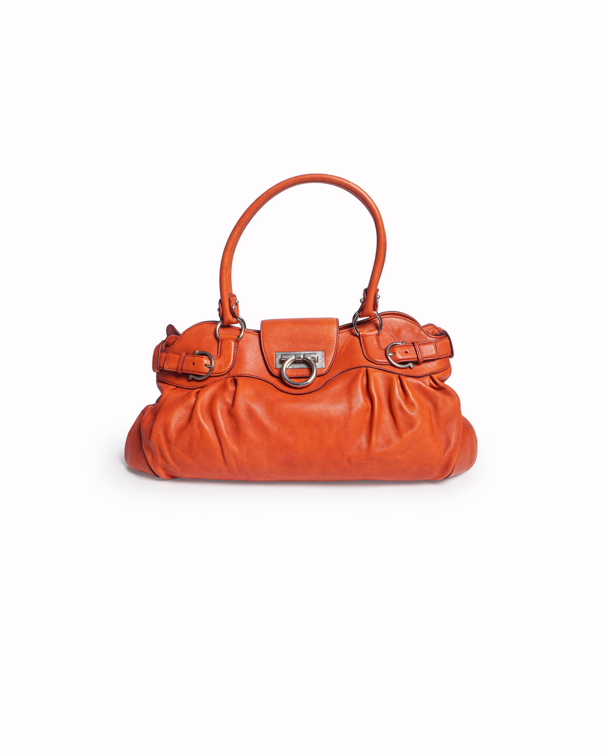 Salvatore Ferragamo Orange Leather Marissa Satchel Bag
