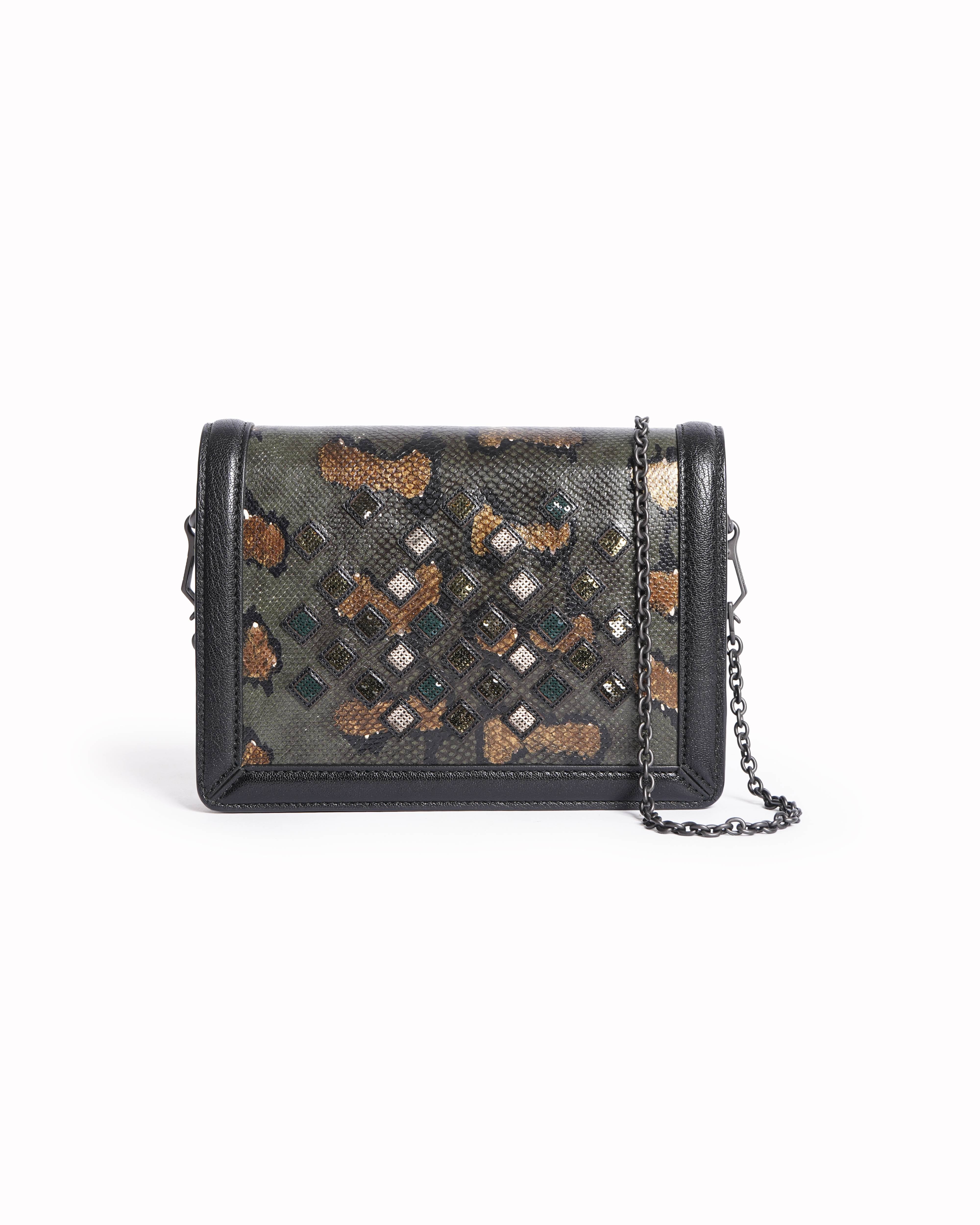 Bottega Veneta Embellished Snakeskin Leather Crossbody Bag