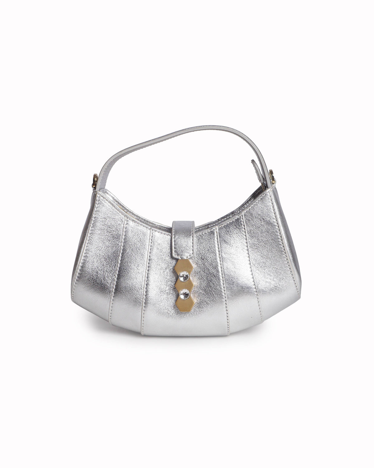 Mietis Tate Petite Silver Metallic Leather Crossbody Bag