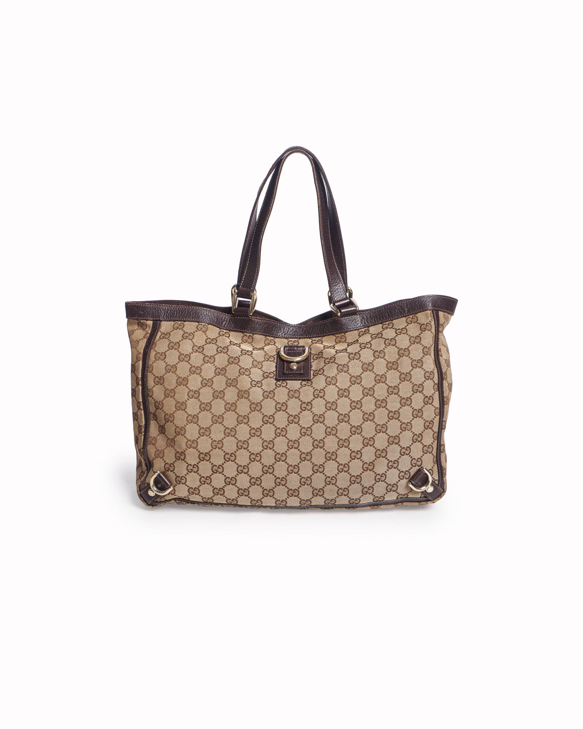 Gucci Abbey GG Monogram Canvas Leather Tote Bag