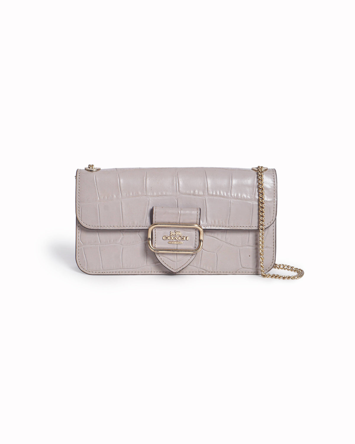 Coach Morgan Grey Croc-Embossed Leather Crossbody Bag