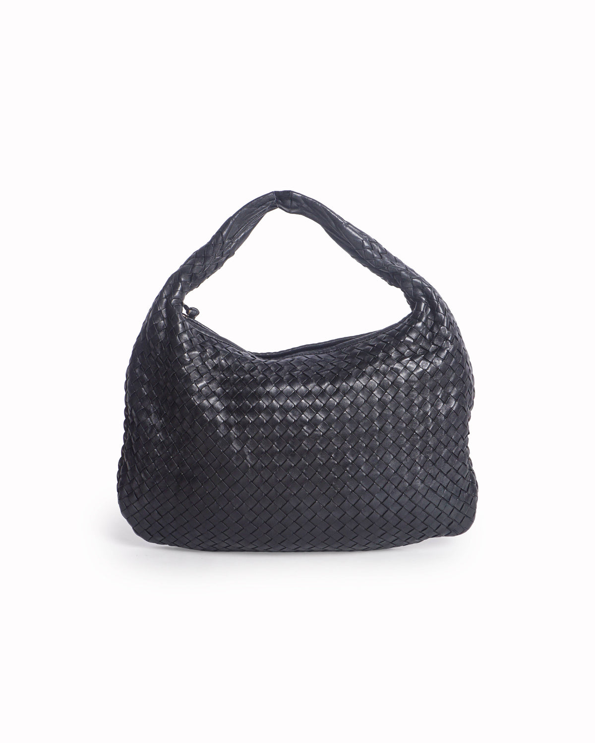 Bottega Veneta Black Intrecciato Nappa Leather Medium Veneta Hobo