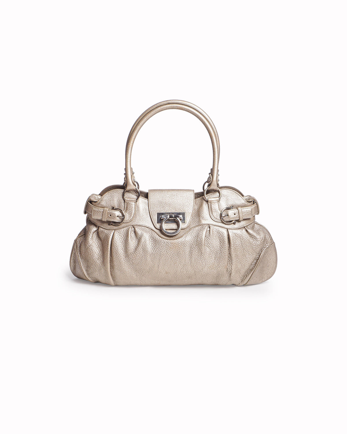 Salvatore Ferragamo Metallic Leather Gancini Marisa Shoulder Bag