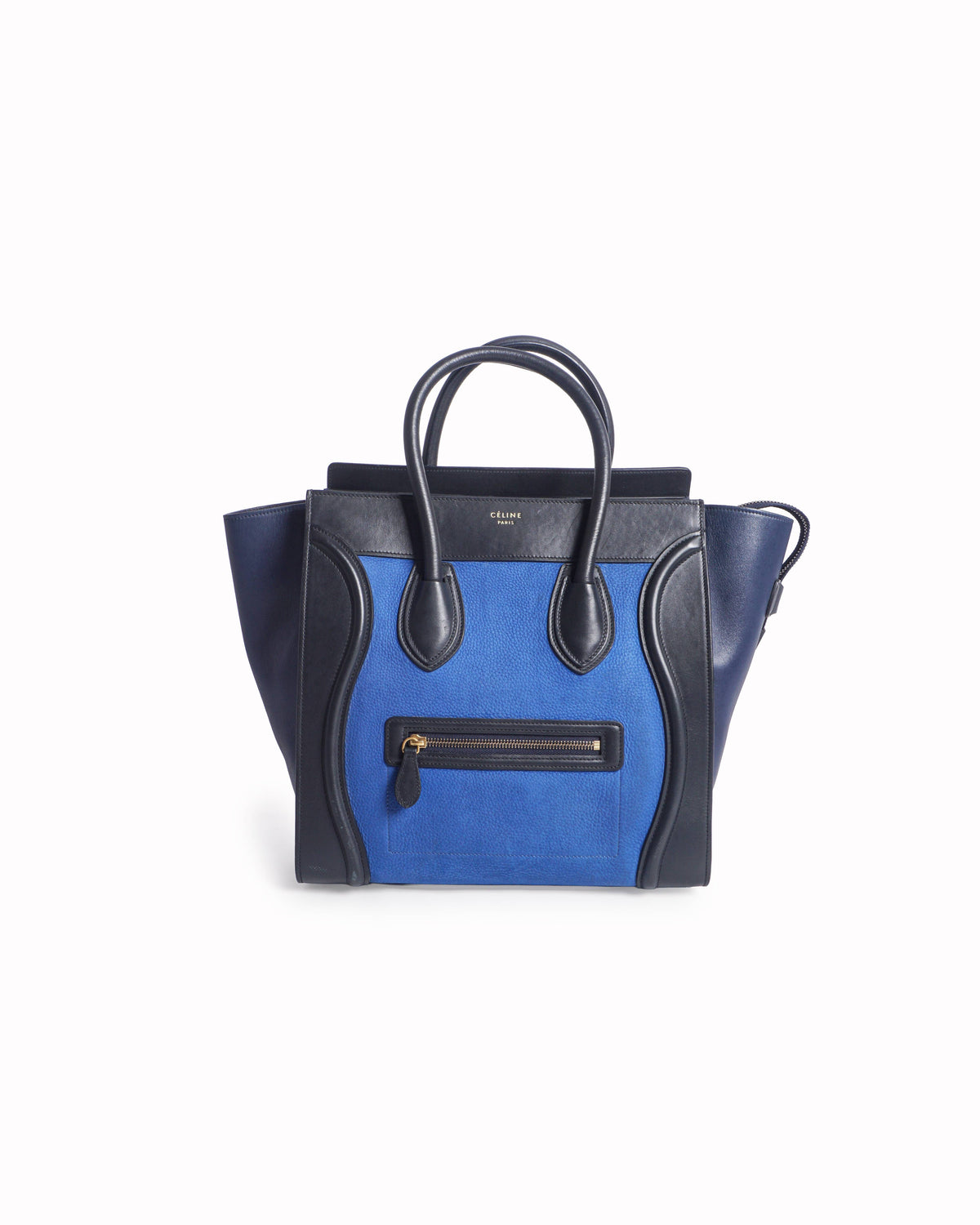 Celine Luggage Micro Tote Bag in Blue & Black Leather
