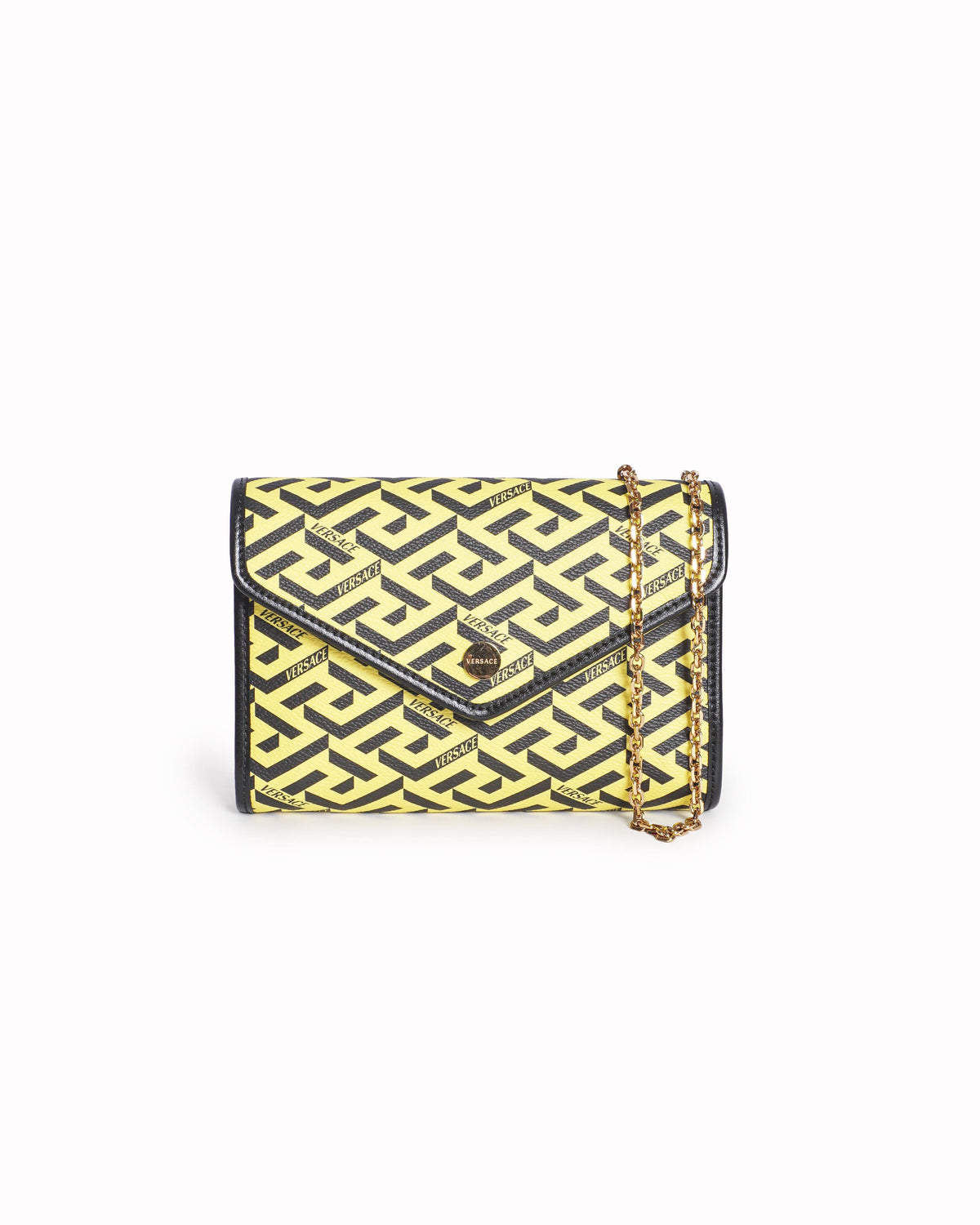 Versace La Greca Yellow & Black Chain Crossbody Bag