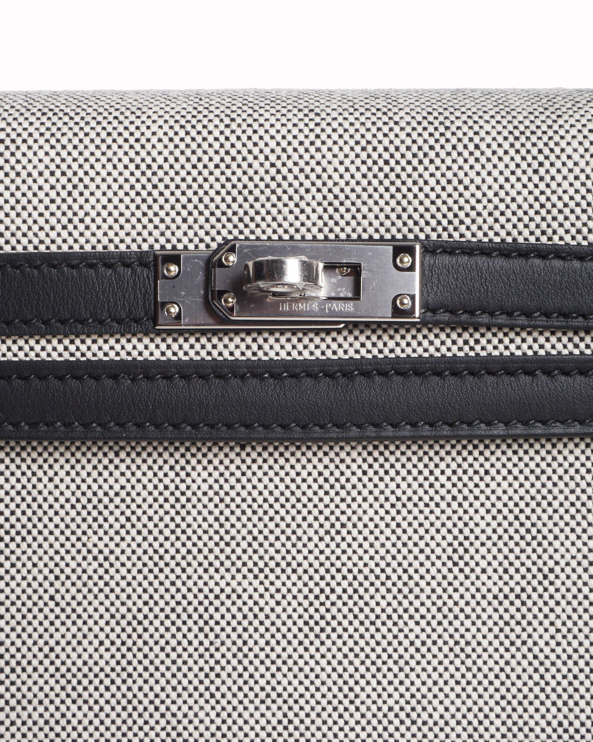 Hermès Kelly 25 Sellier Toile Canvas & Black Epsom Leather Bag
