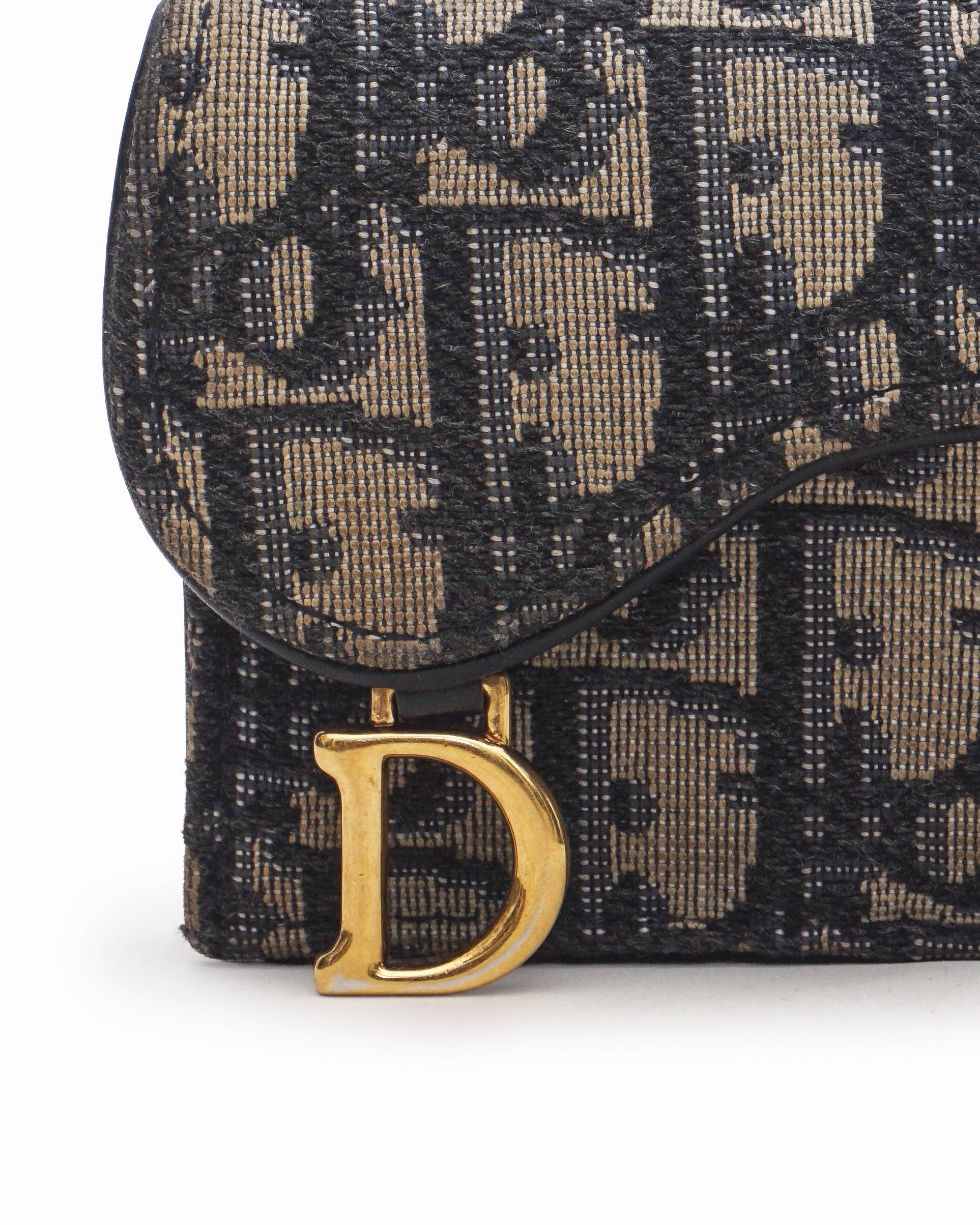 Christian Dior Oblique Jacquard Saddle Flap Card Holder Wallet