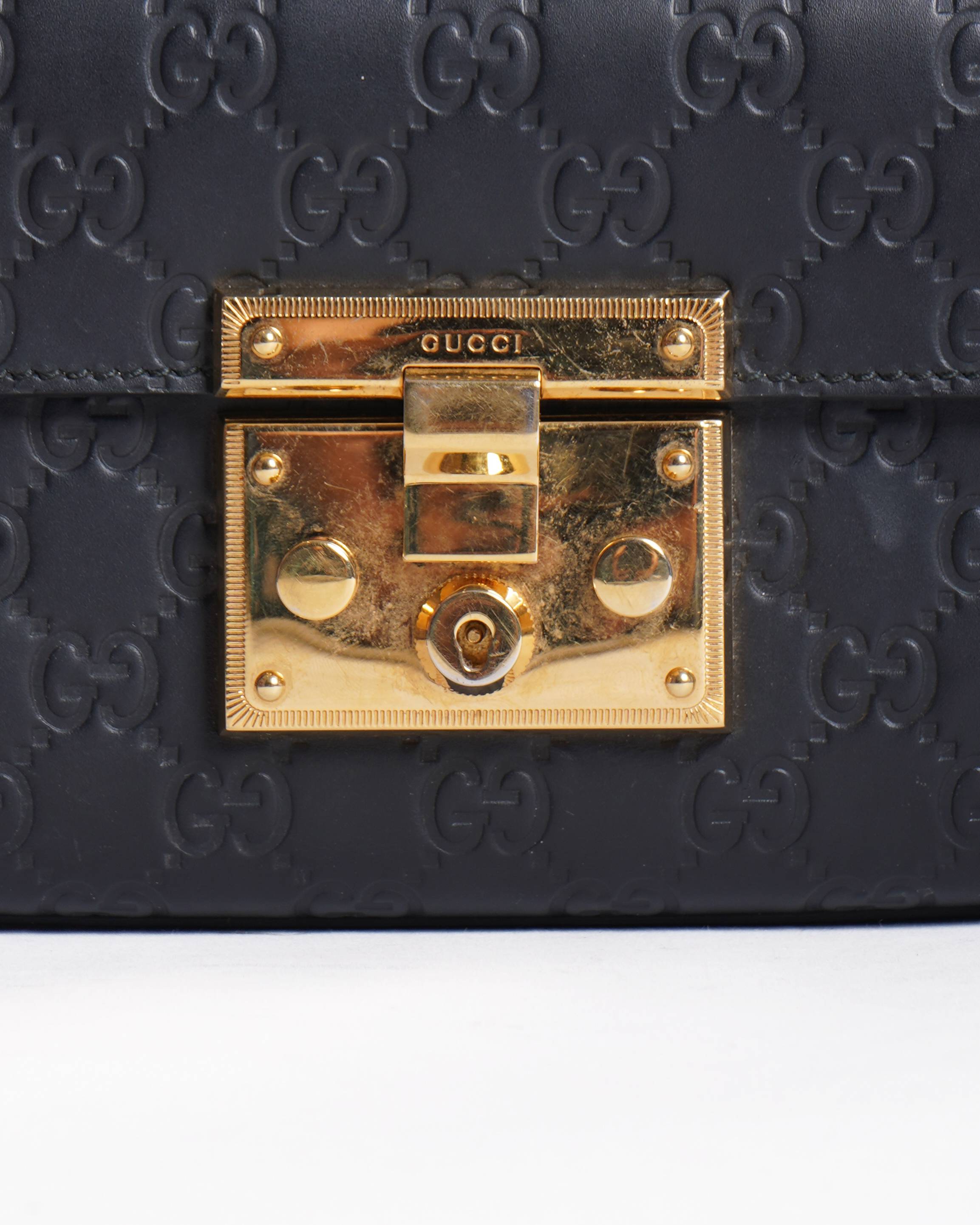 Gucci guccisima small padlock shoulder bag in black