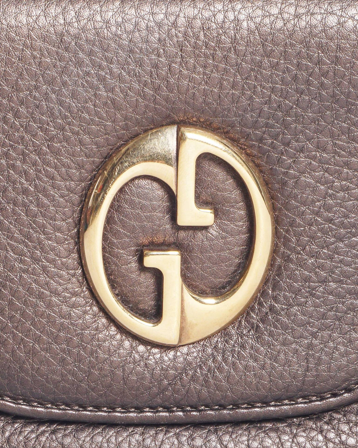 Gucci 1973 Metallic Pebbled Leather Small Chain Crossbody Bag