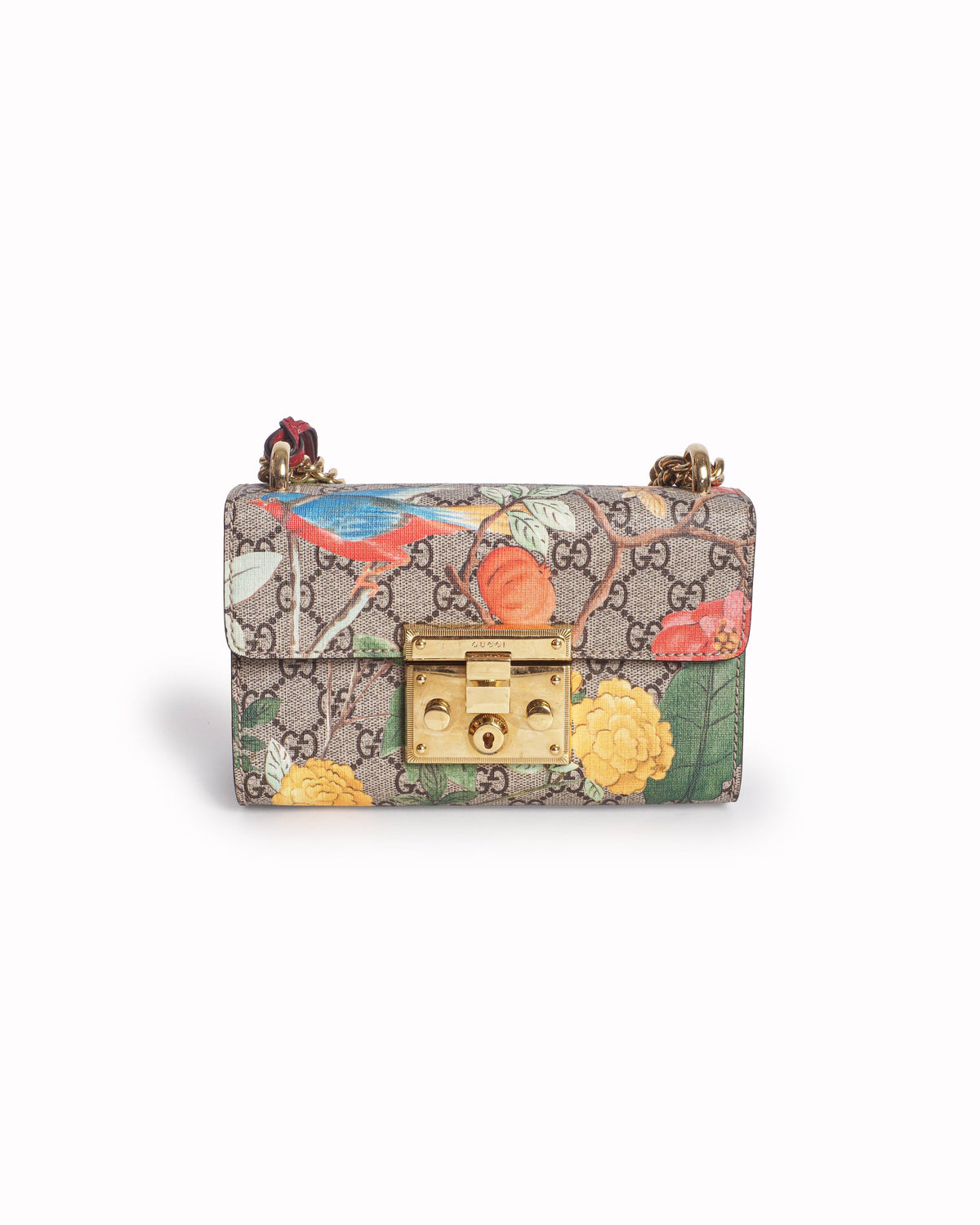 Gucci Padlock Tian Floral GG Supreme Chain Shoulder Bag