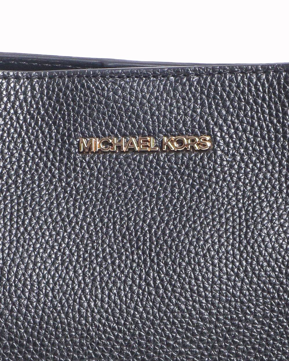 Michael Kors Black Trisha Pebbled Leather Shoulder Bag