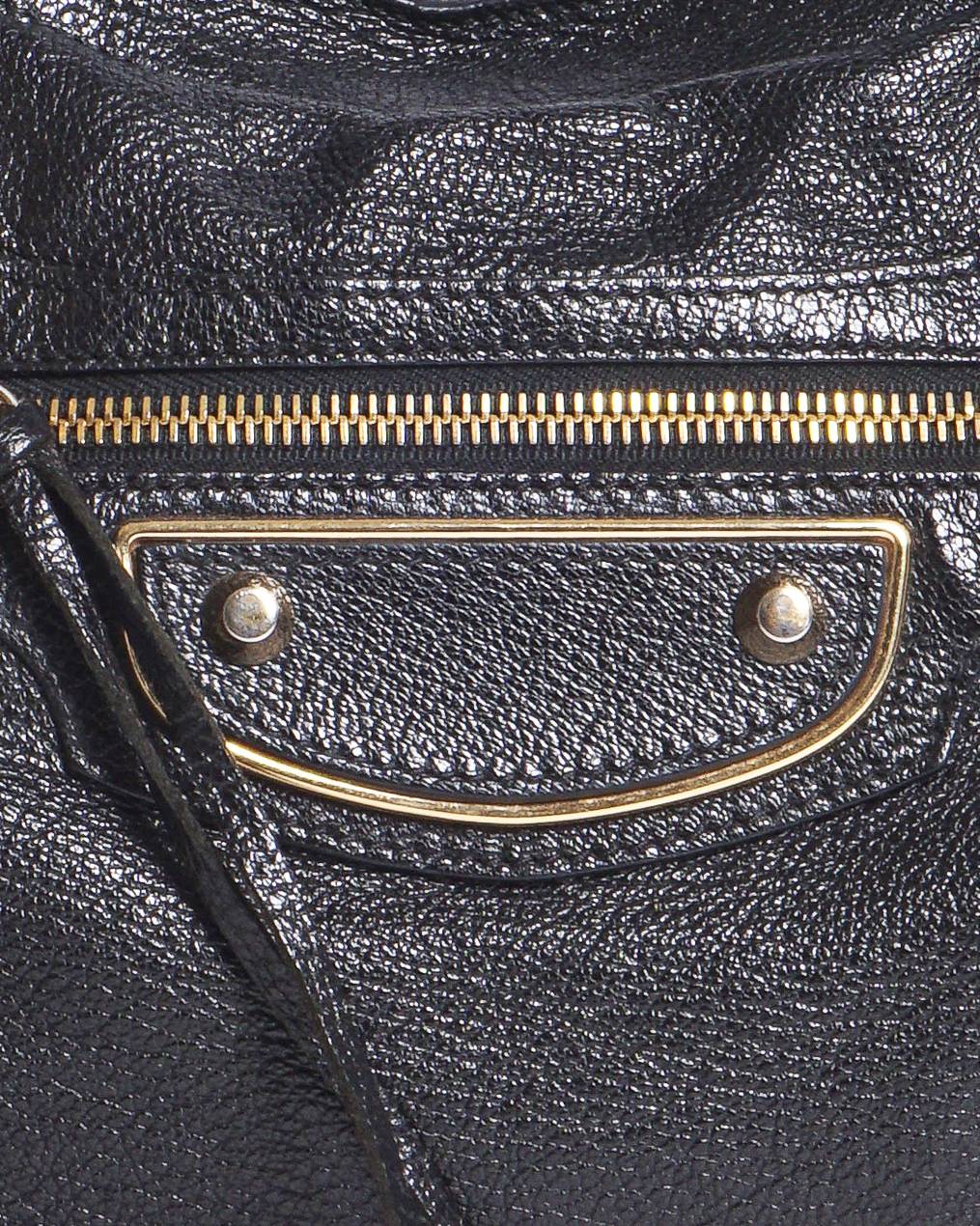Balenciaga Classic Metallic Edge City Bag Black Leather