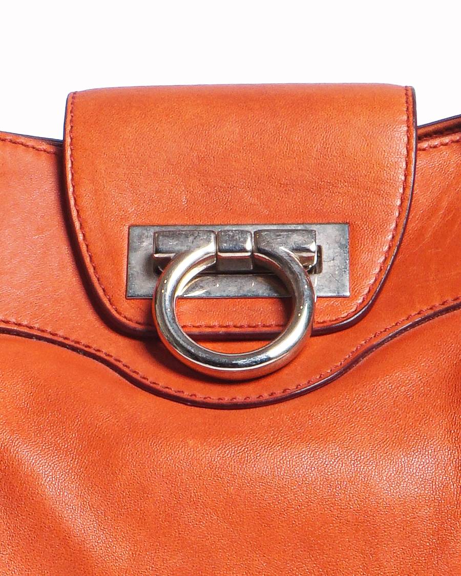 Salvatore Ferragamo Orange Leather Marissa Satchel Bag