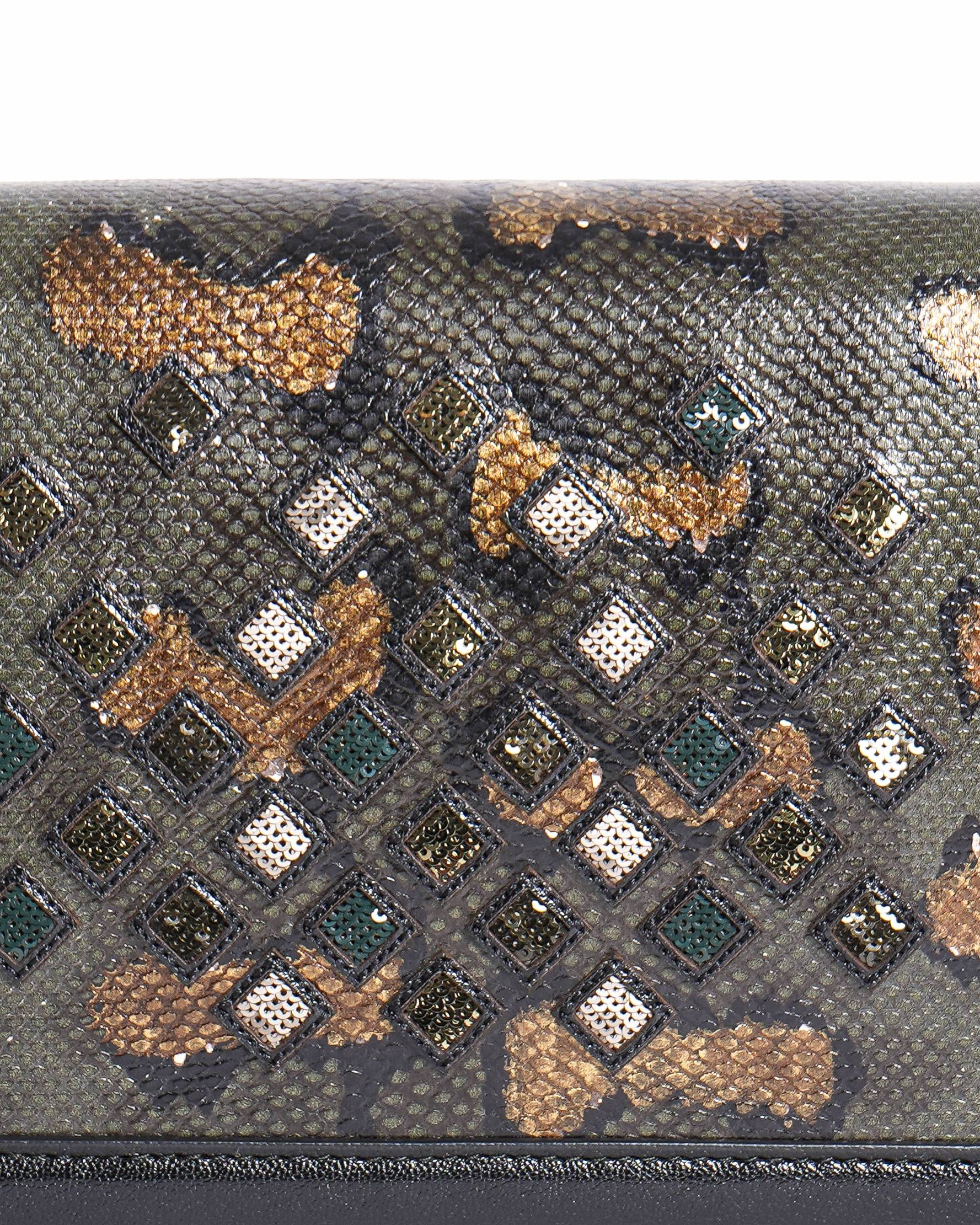 Bottega Veneta Embellished Snakeskin Leather Crossbody Bag