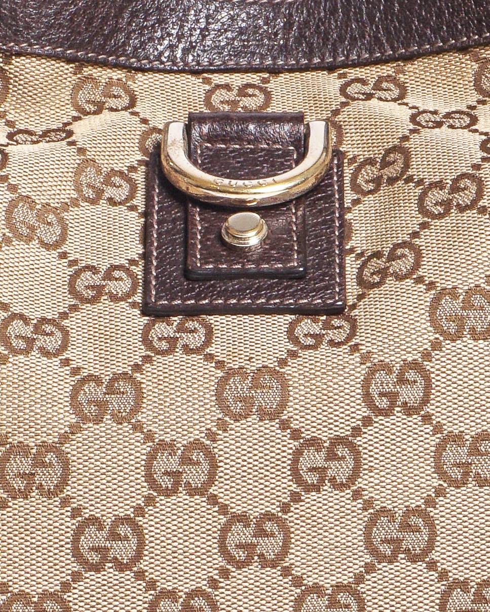 Gucci Abbey GG Monogram Canvas Leather Tote Bag