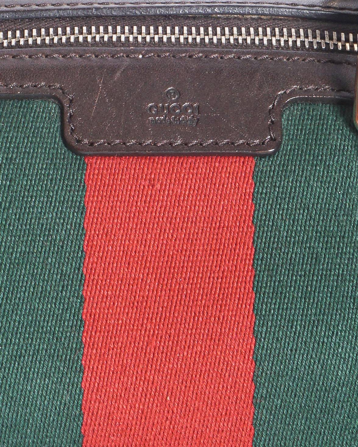 Gucci Vintage GG Canvas Small Boston Bag with Web Stripe