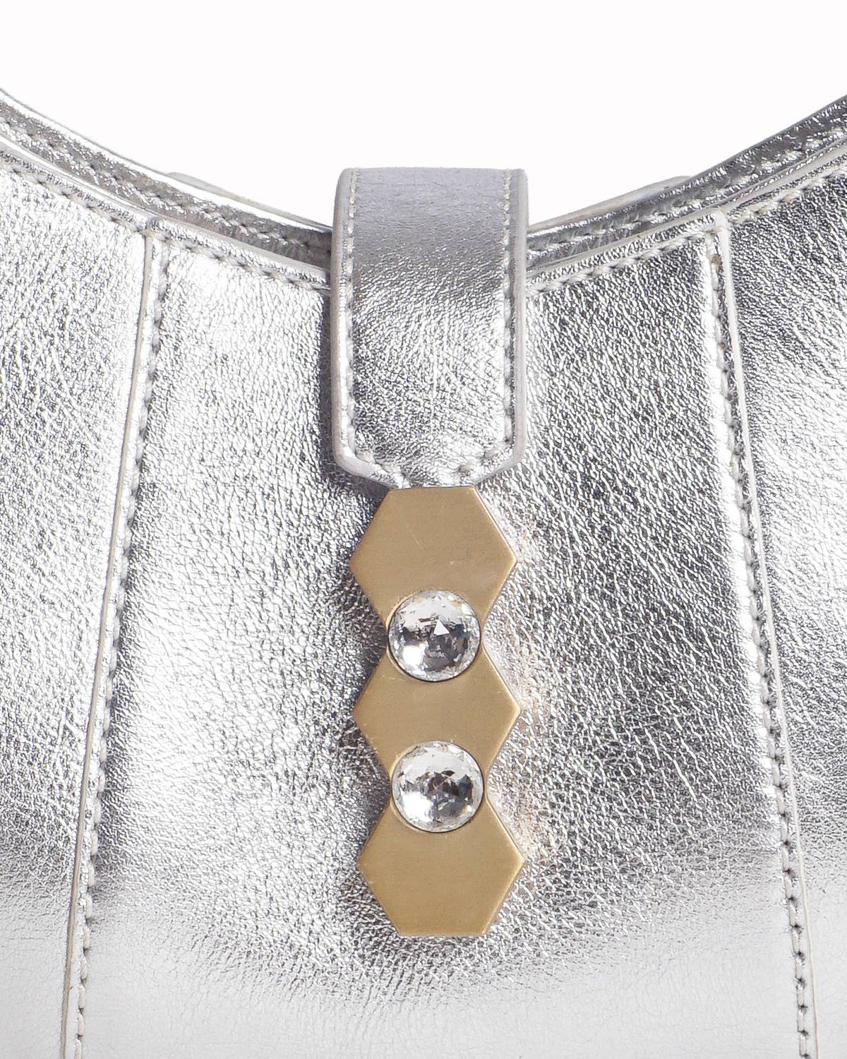 Mietis Tate Petite Silver Metallic Leather Crossbody Bag