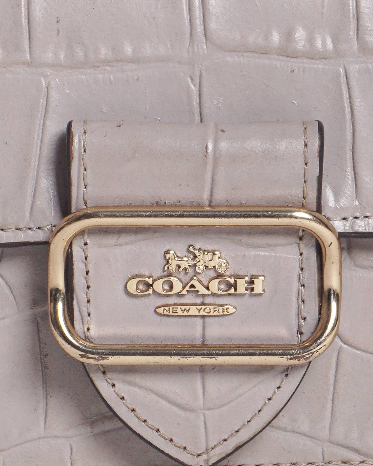 Coach Morgan Grey Croc-Embossed Leather Crossbody Bag