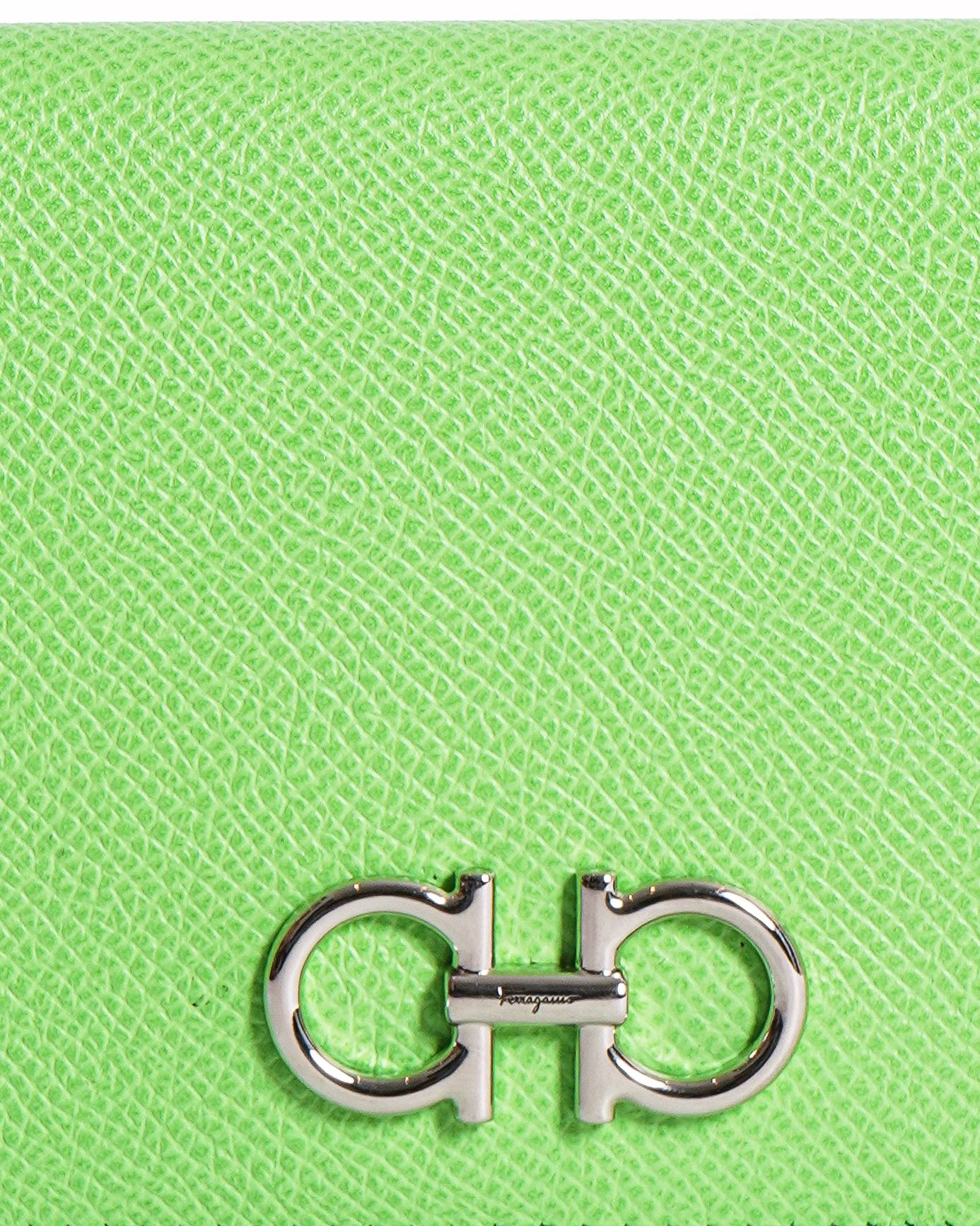 Salvatore Ferragamo Gancini Continental Bifold Wallet In Lime Green