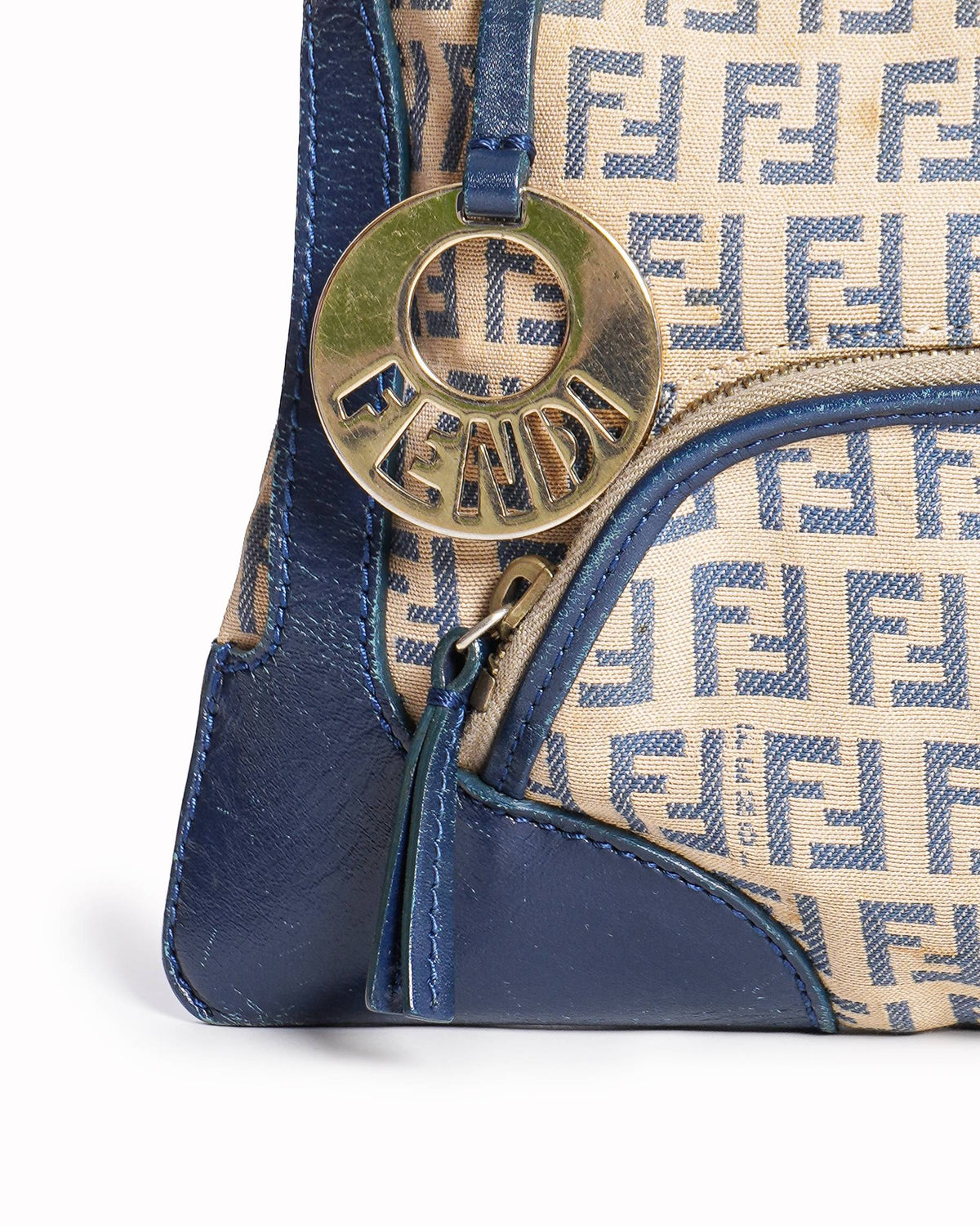 Fendi Vintage Zucchino Canvas & Leather Shoulder Bag