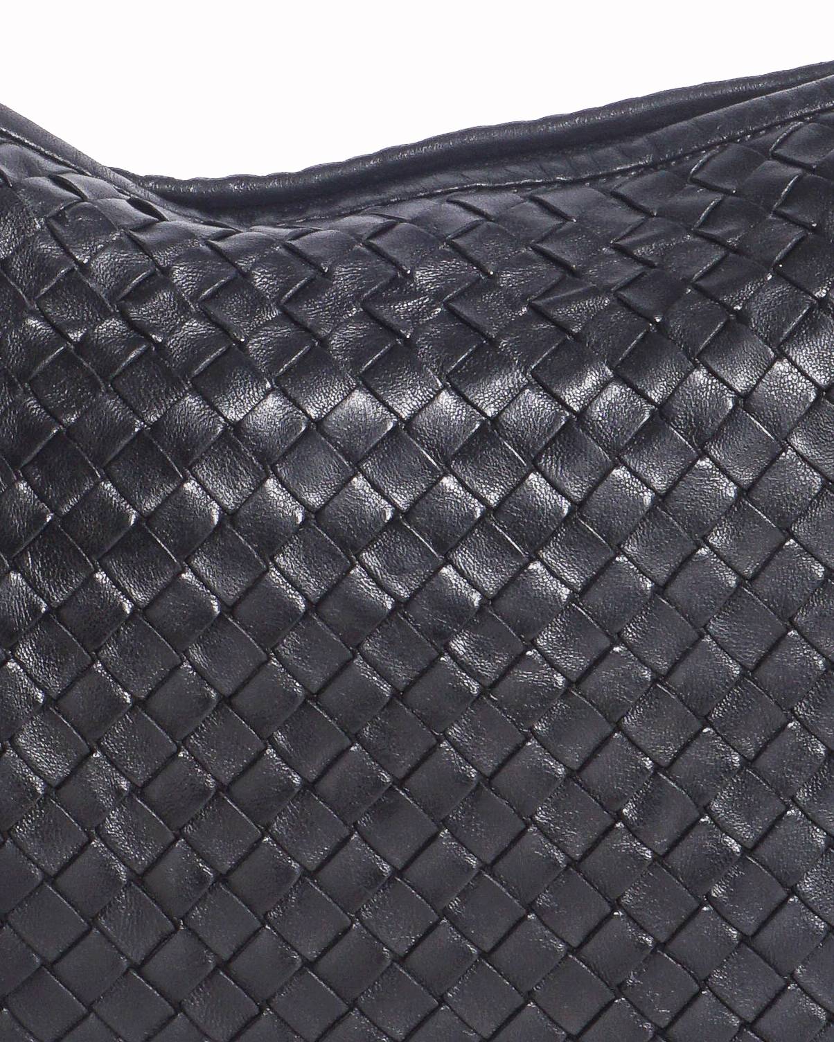 Bottega Veneta Black Intrecciato Nappa Leather Medium Veneta Hobo