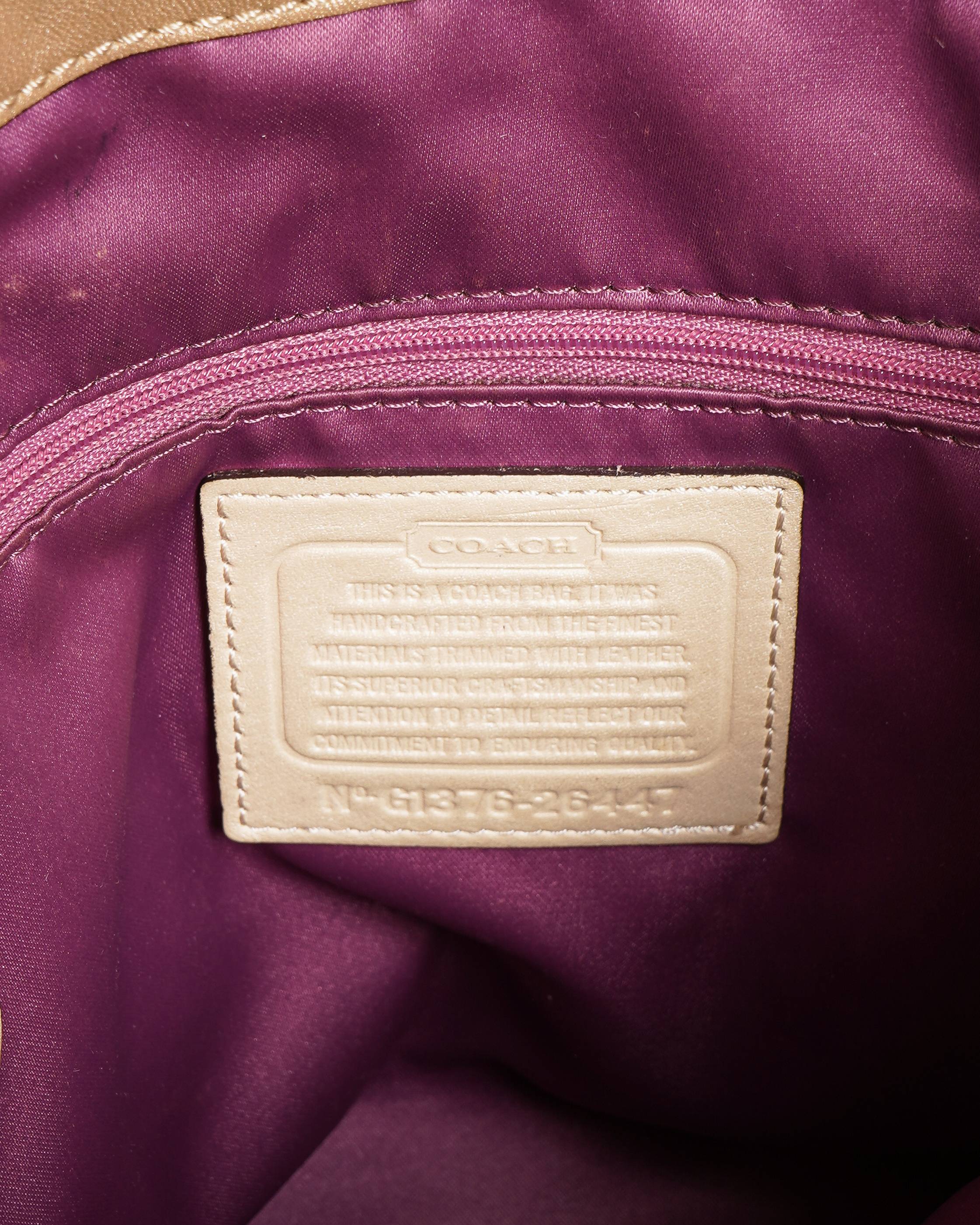 Coach gold sateen Op Art shoulder bag