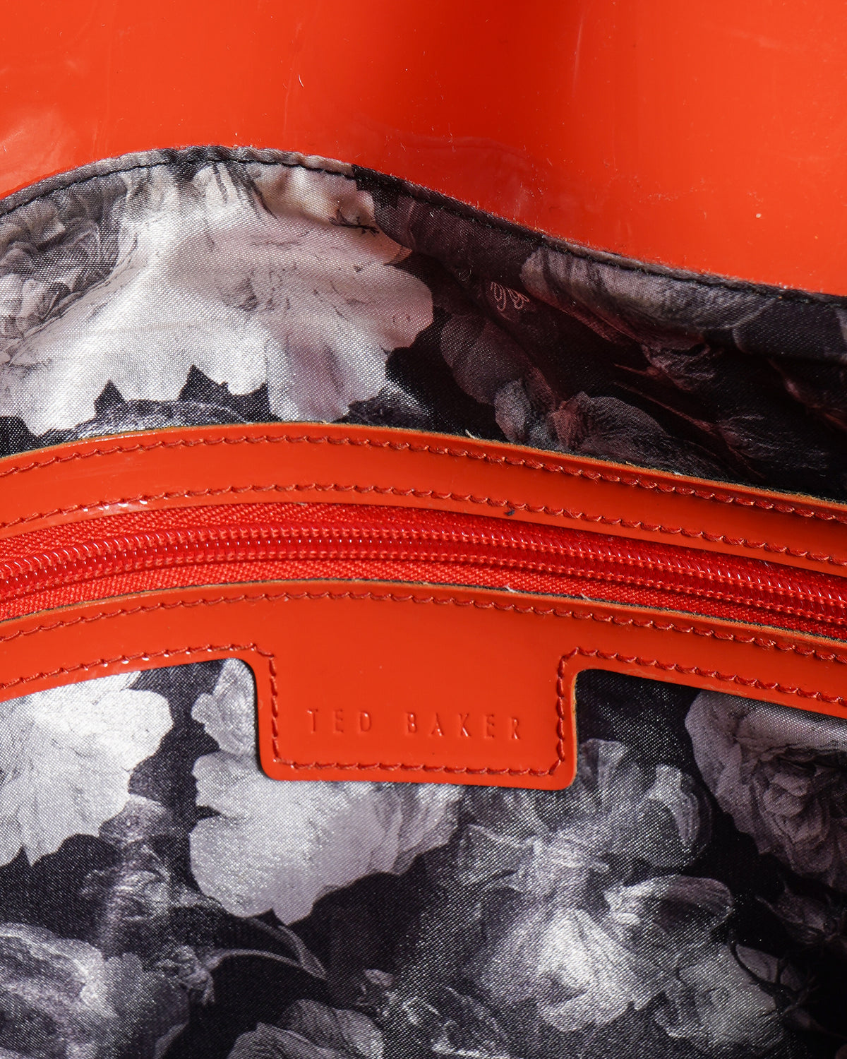 Ted Baker Orange Tote Computer Hand Bag Faux Patent leather