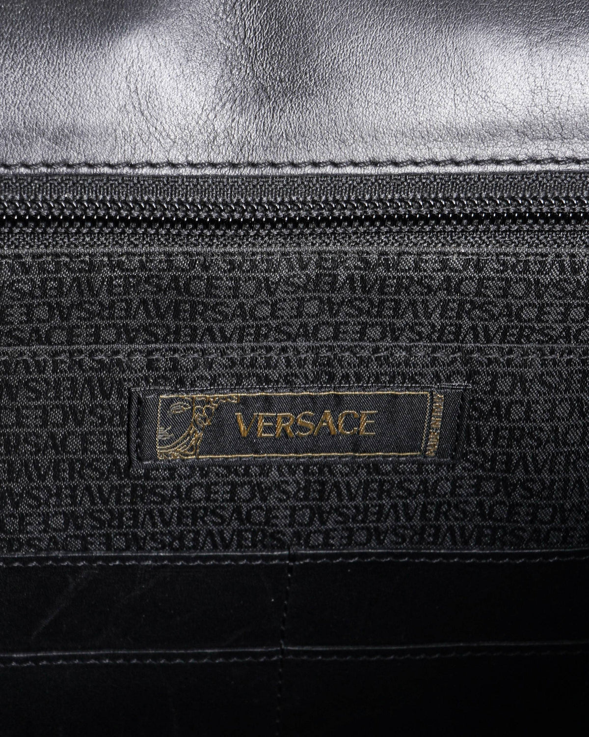 Versace medusa embossed leather briefcase