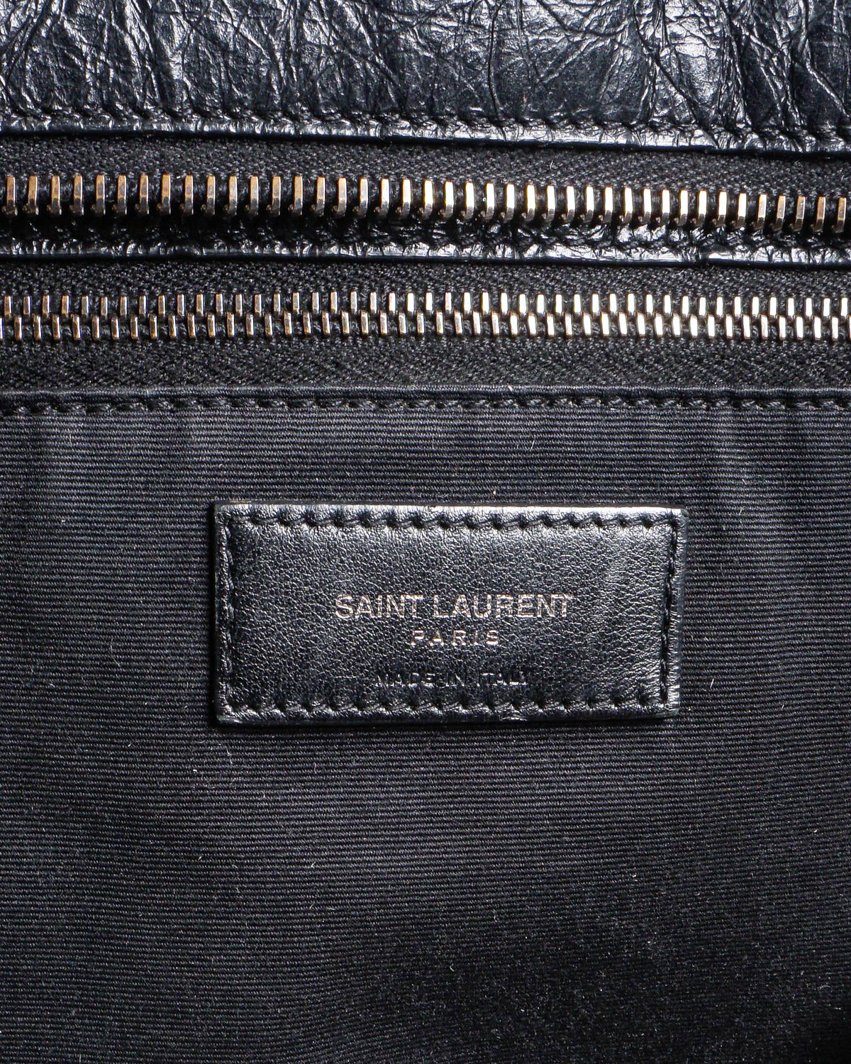 Saint Laurent Black Crinkled Leather Large Niki Tote Bag
