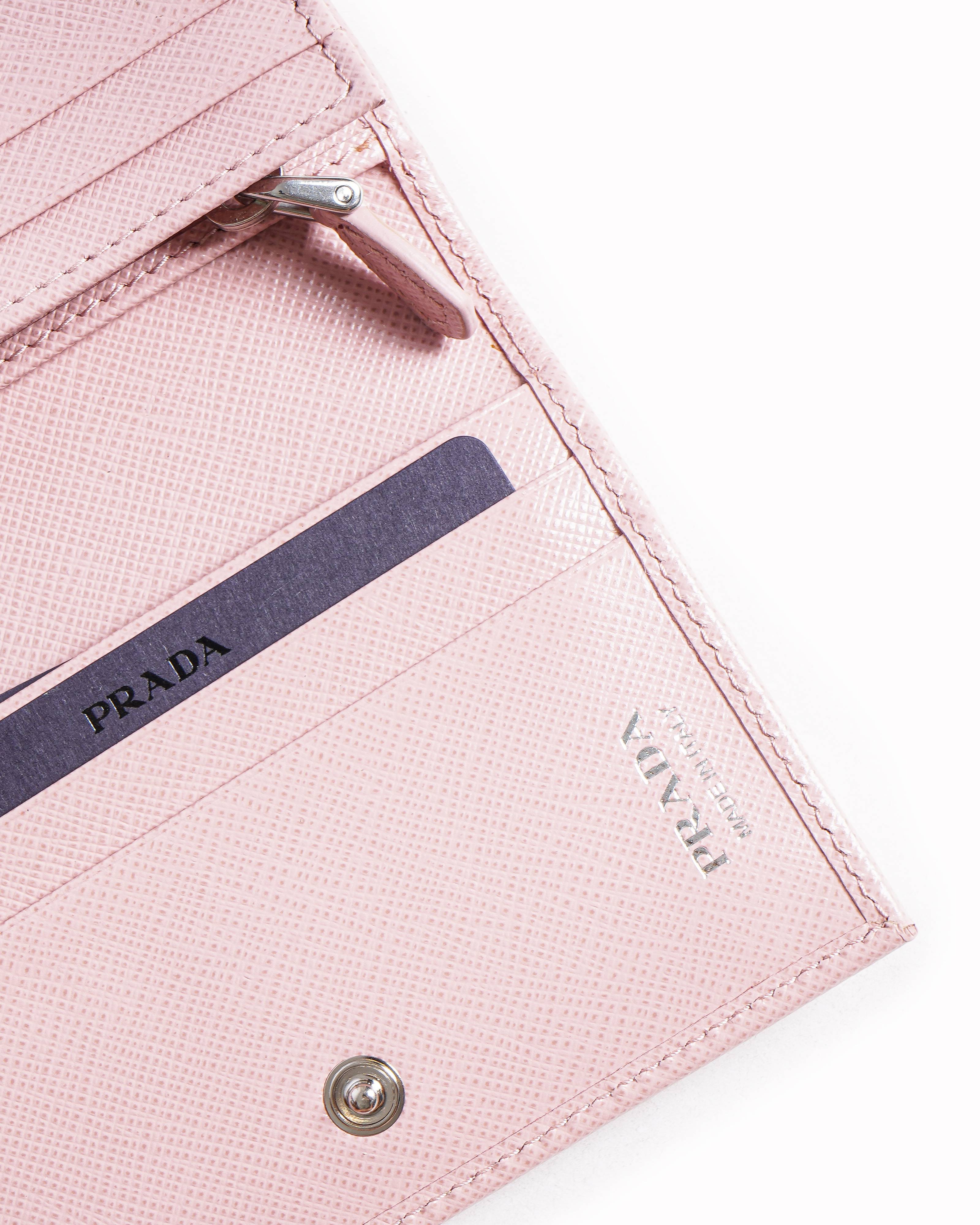 Prada Saffiano Leather Card Holder In Pink