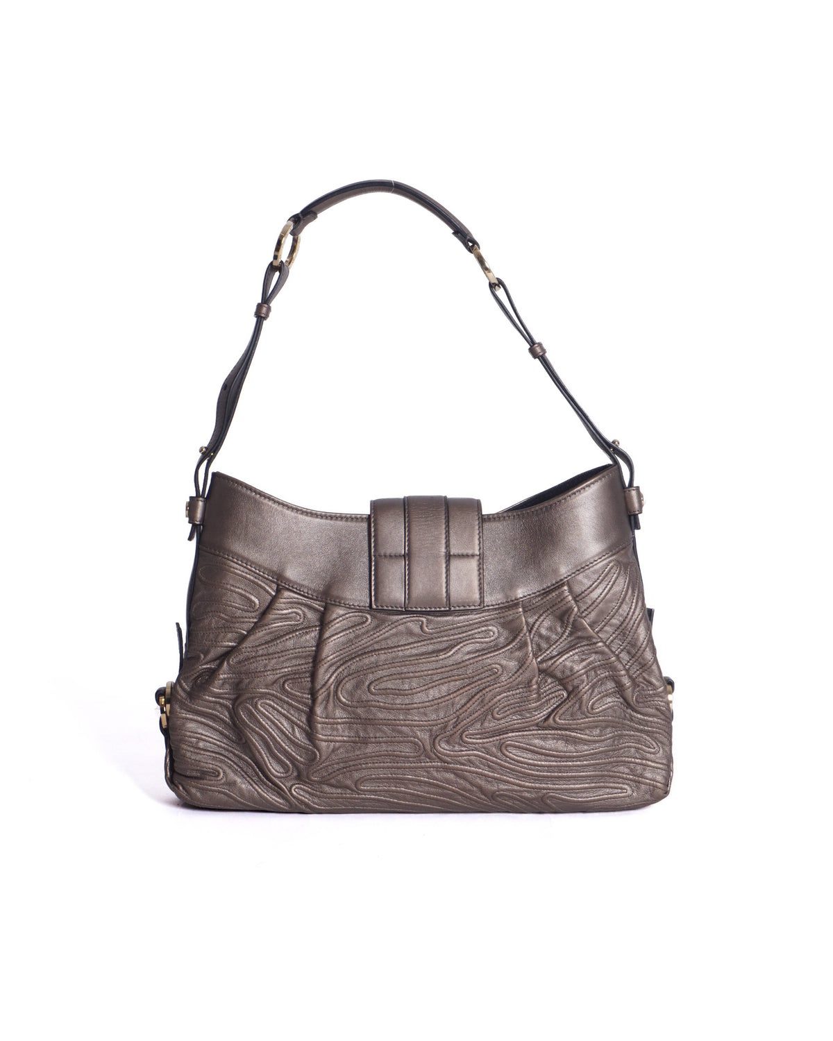 Bvlgari Chandra Metallic Calfskin Leather Hobo Bag