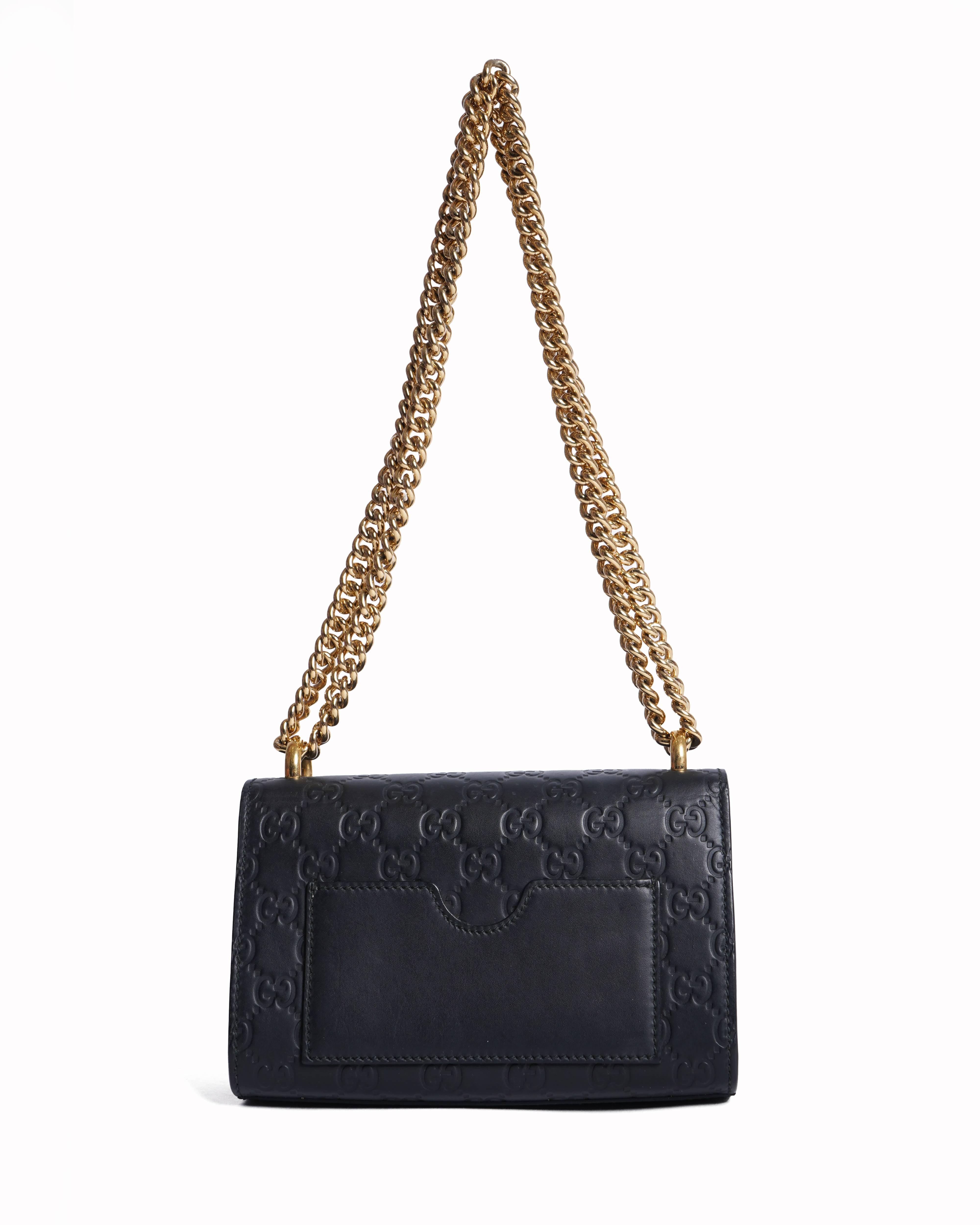 Gucci guccisima small padlock shoulder bag in black