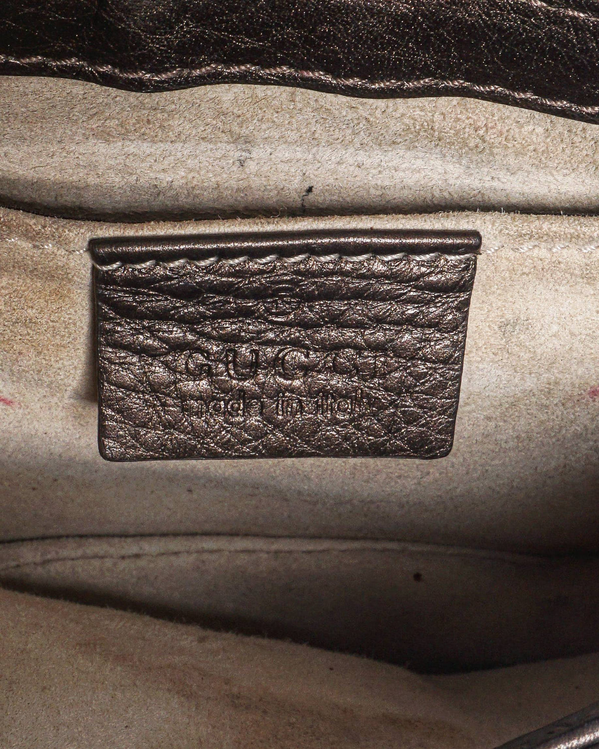 Gucci 1973 Metallic Pebbled Leather Small Chain Crossbody Bag