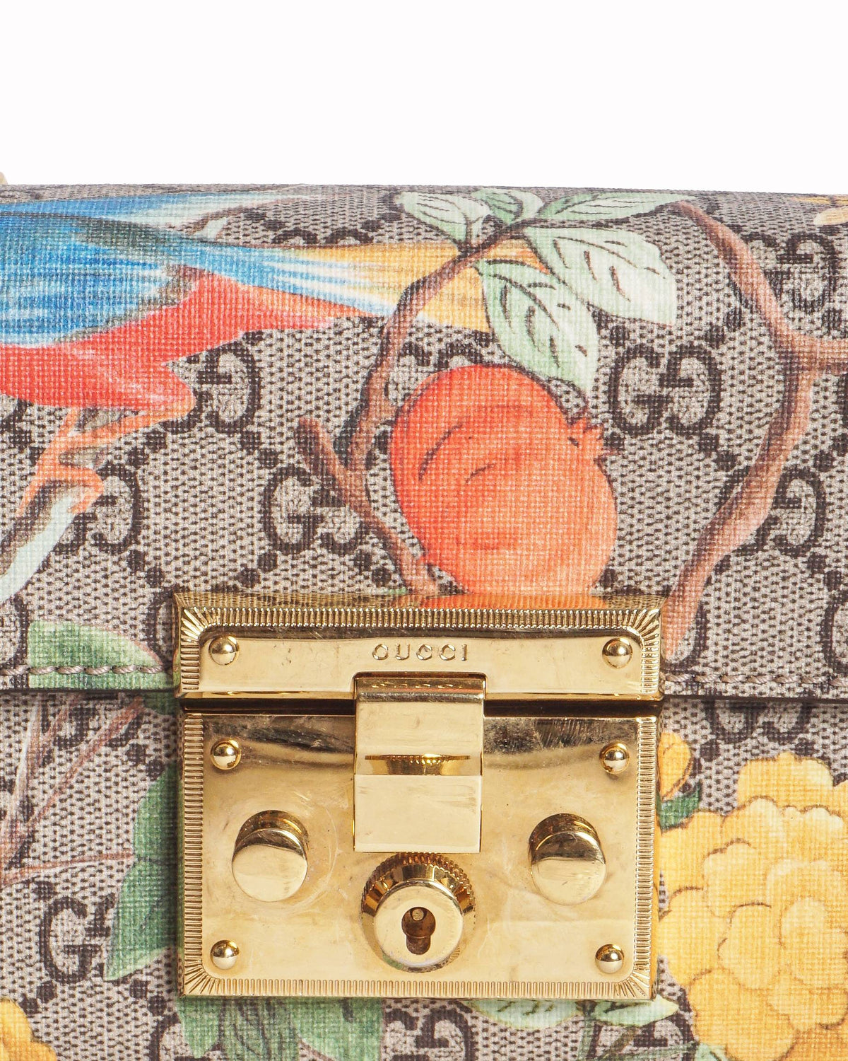 Gucci Padlock Tian Floral GG Supreme Chain Shoulder Bag
