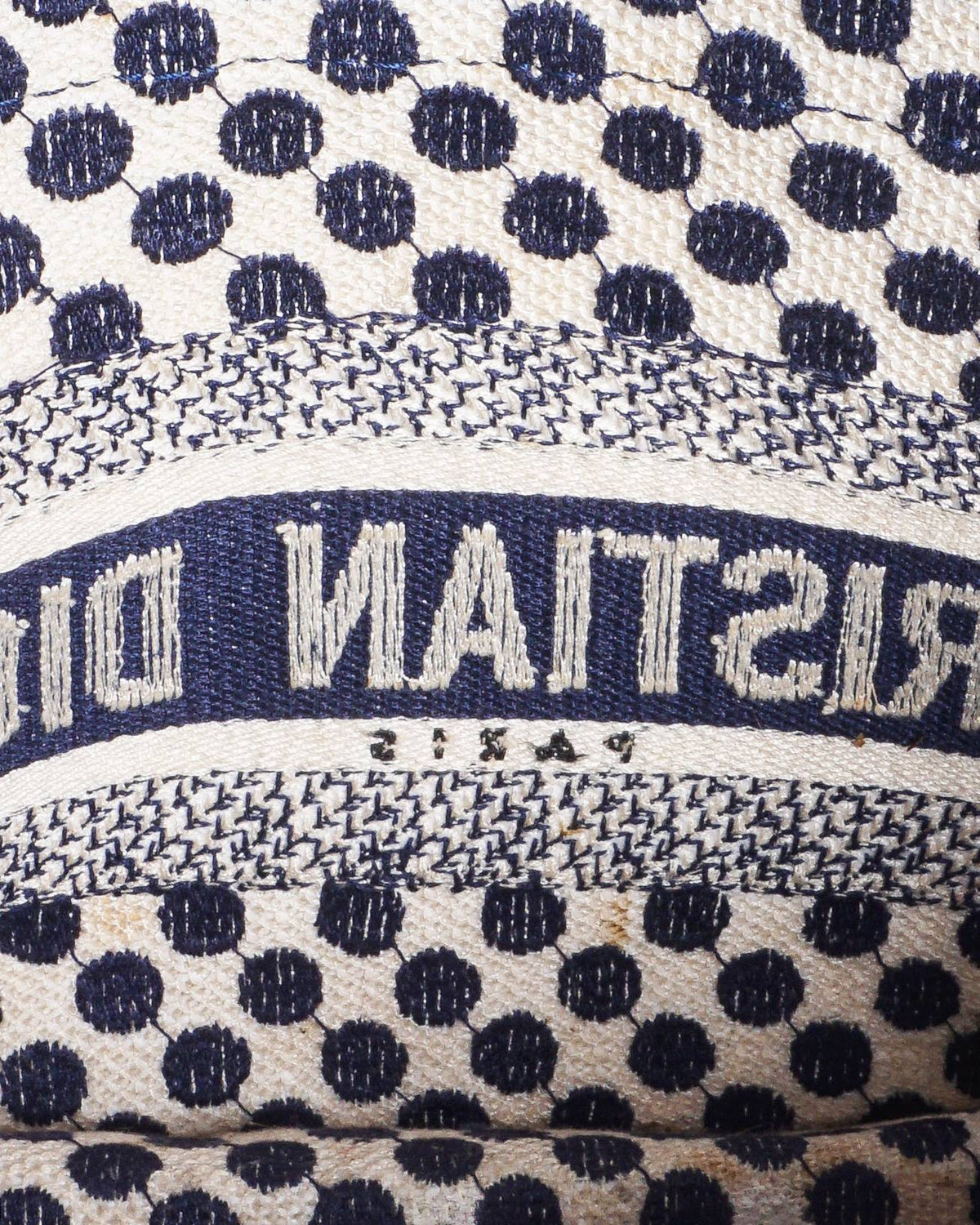 Christian Dior Blue & Cream Polka Dot Embroidered Canvas Mini Book Tote